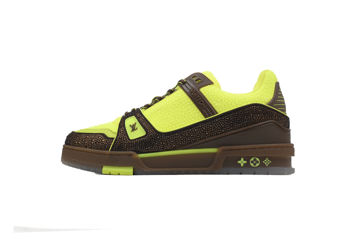 Louis Vuitton Trainer Yellow Green Brown Crystals 1AA6SR 