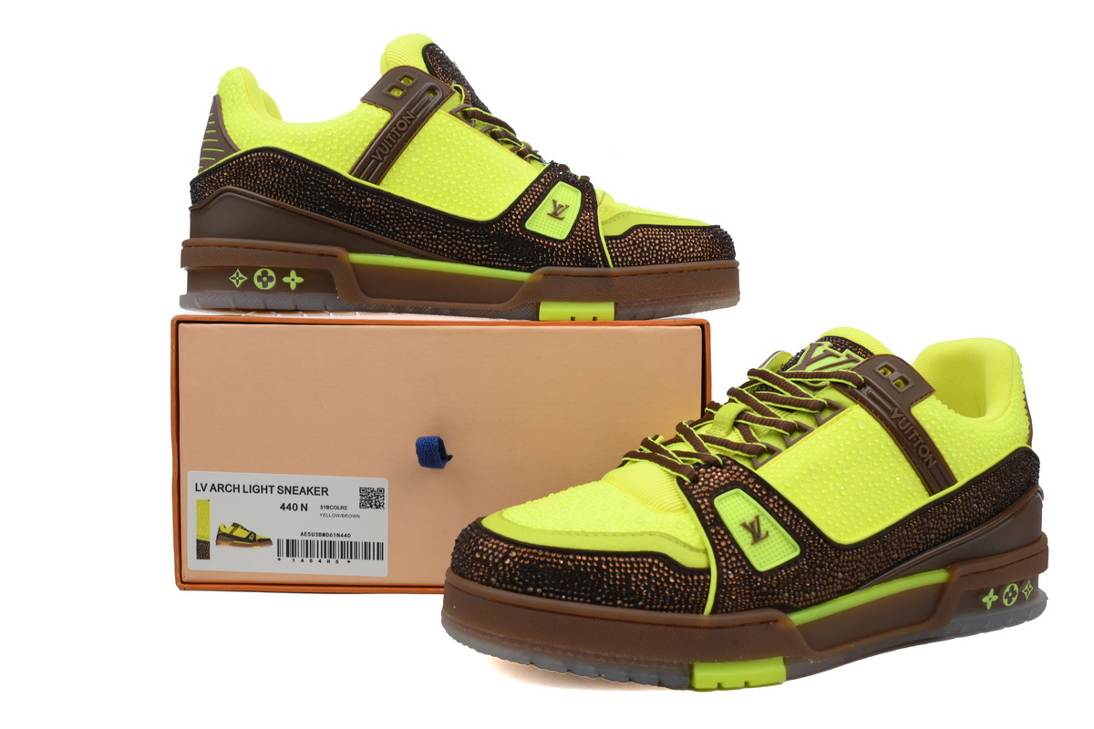 Louis Vuitton Trainer Yellow Green Brown Crystals 1AA6SR 
