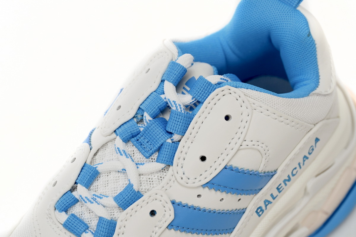 adidas x Balenciaga Triple S White And Blue Bars 712764 W2ZB3 9040