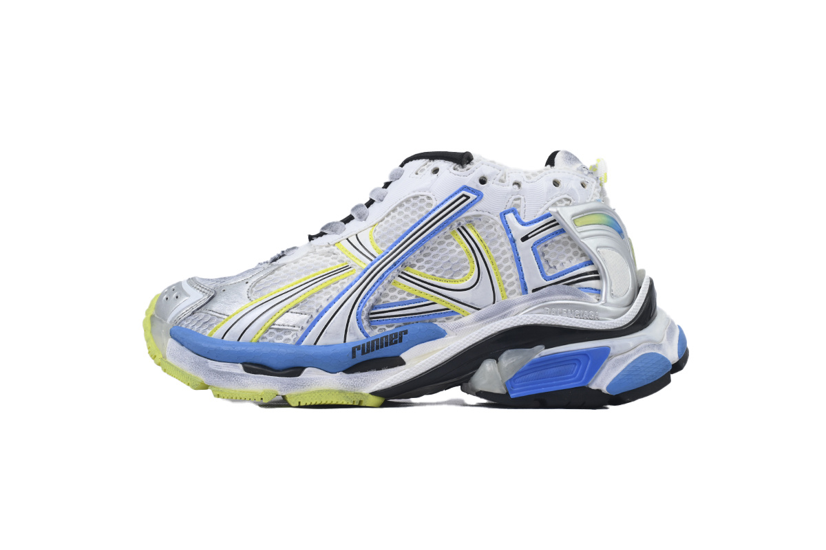 Balenciaga Runner Sneaker White Blue Yellow  772774 W3RMU 9074