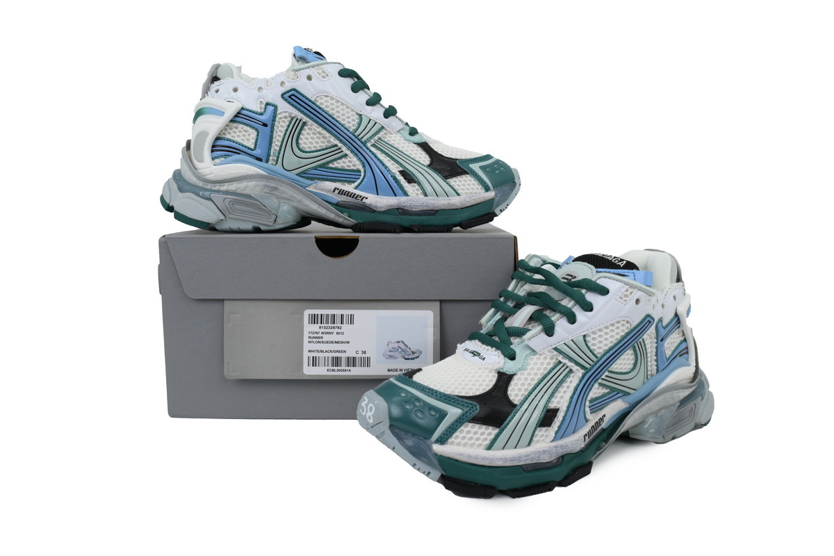 Balenciaga Runner Sneaker White Green Blue 772774 W3RMU 0623