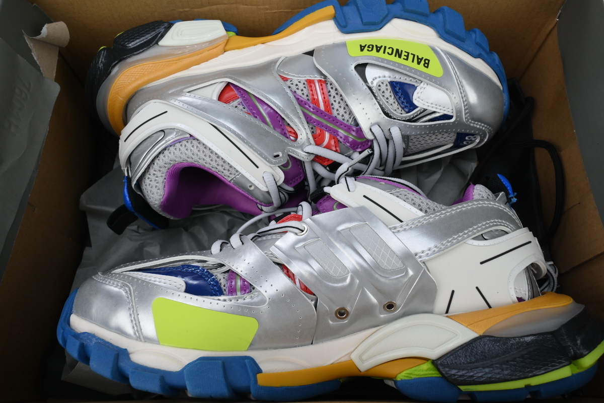 Balenciaga Track Leather Free White Silver Multi 542023 W2FSA 8123
