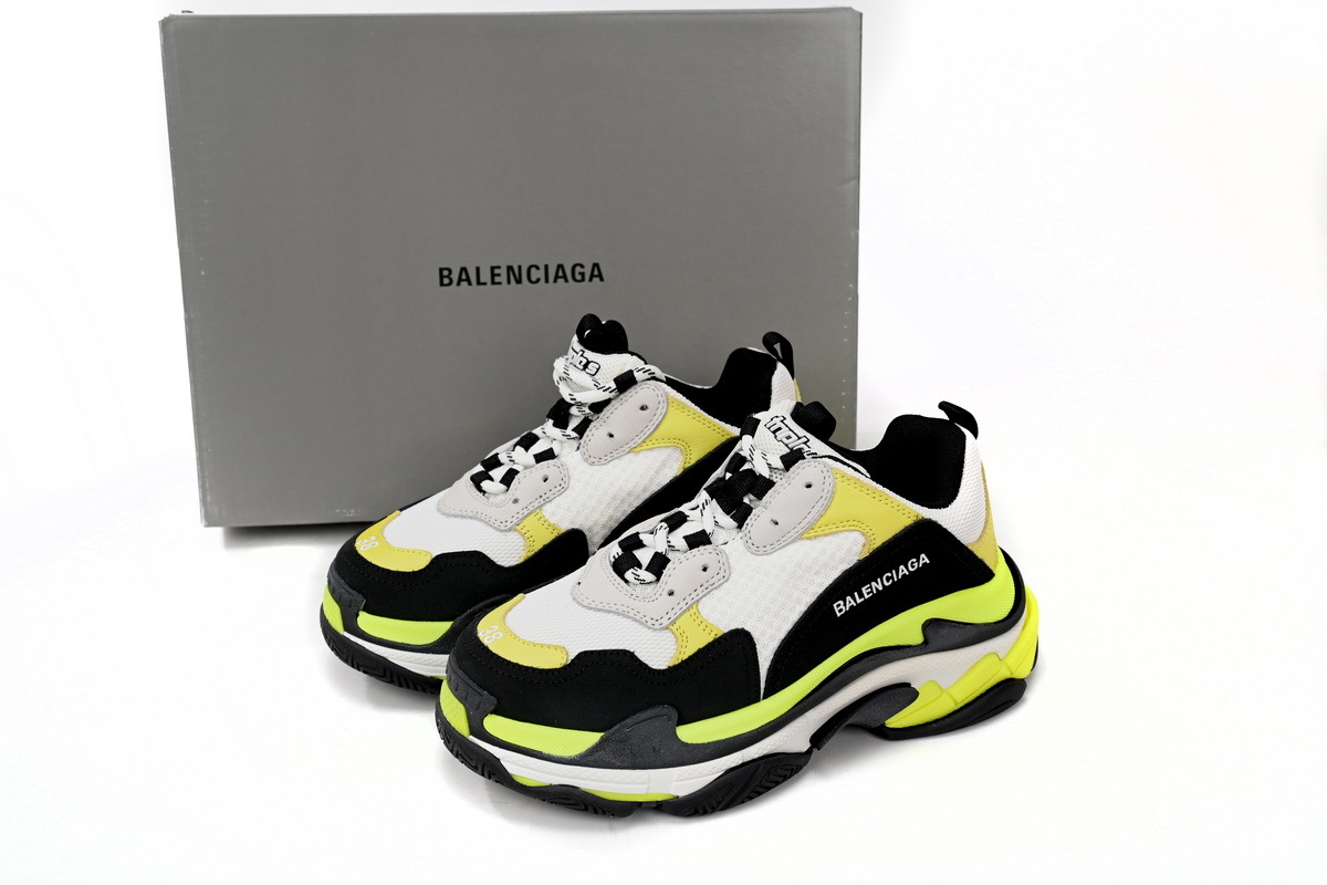 Balenciaga Triple S Black, White, And Yellow 524039 W09OH 7079