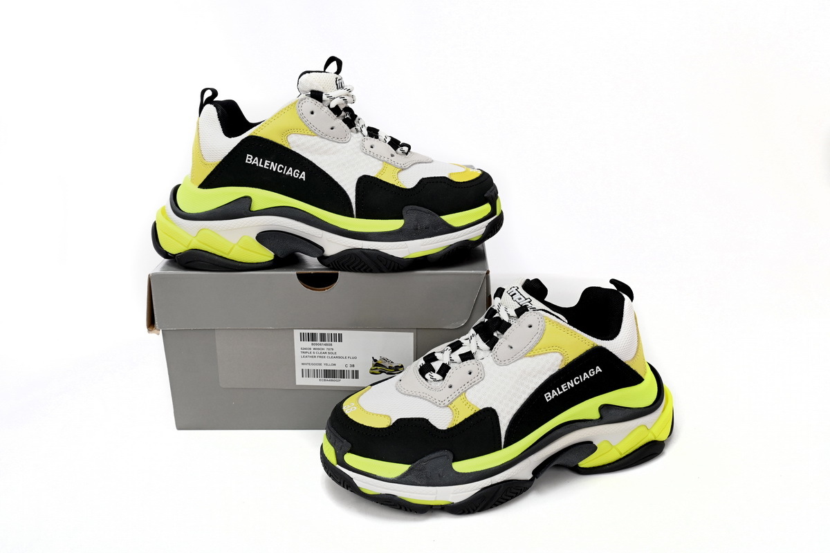 Balenciaga Triple S Black, White, And Yellow 524039 W09OH 7079
