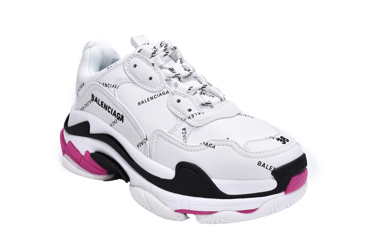 Balenciaga Triple S Letter White Rose Red 524039 W2FA4 9155