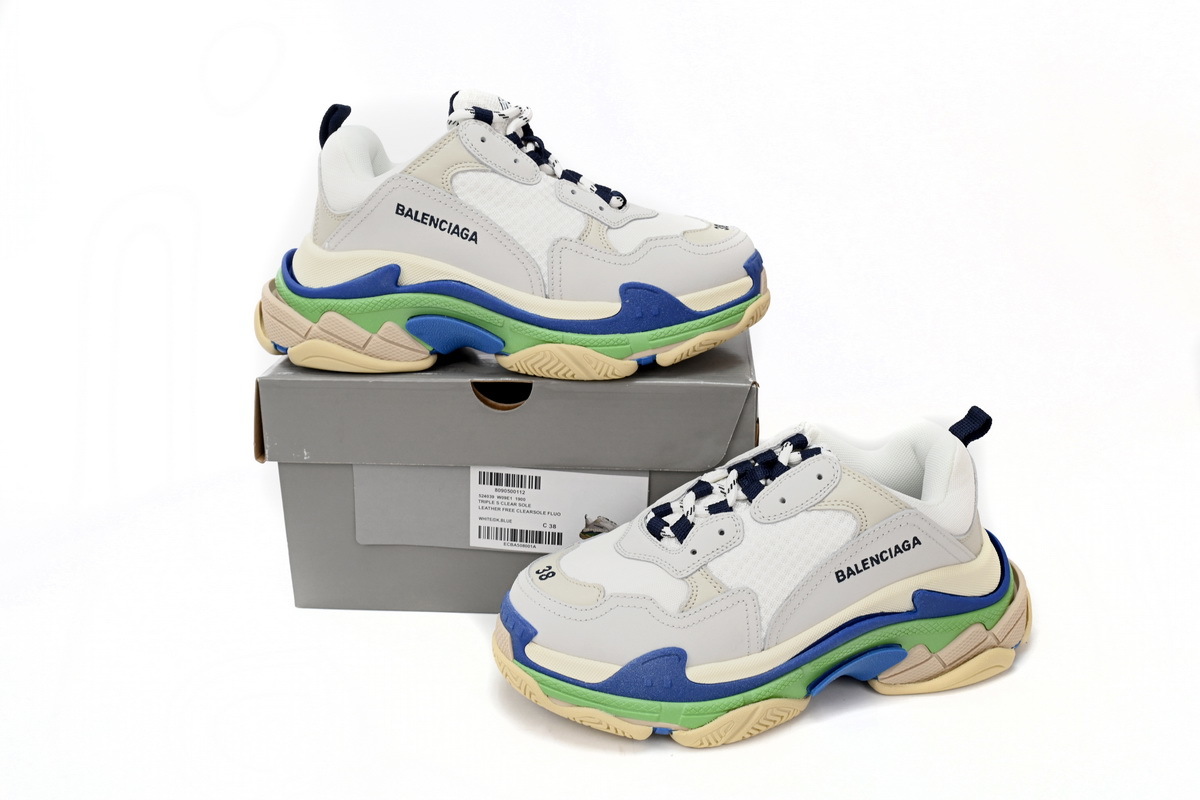 Balenciaga Triple S Triple White Blue Green 524039 W09E1 1900