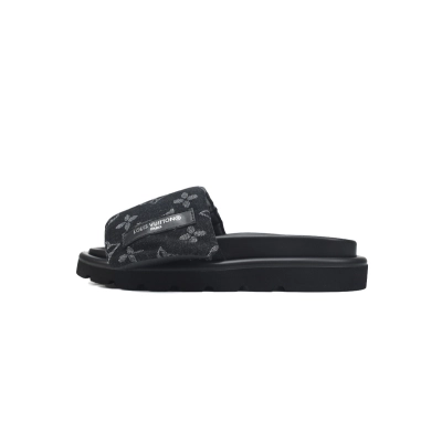 LOUIS VUITTON Pillow All Black Denim Slippers 1A9RZN 01