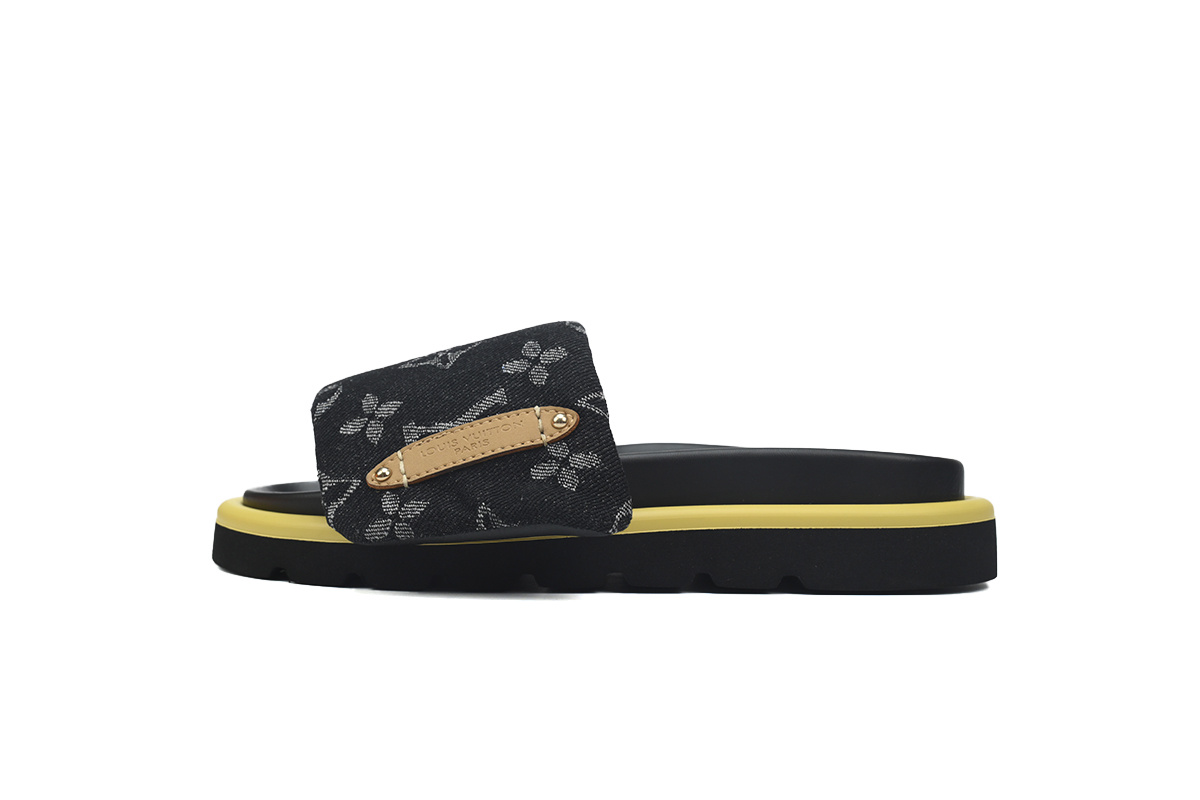 LOUIS VUITTON Pillow Noir Denim Slippers 1A9RZC