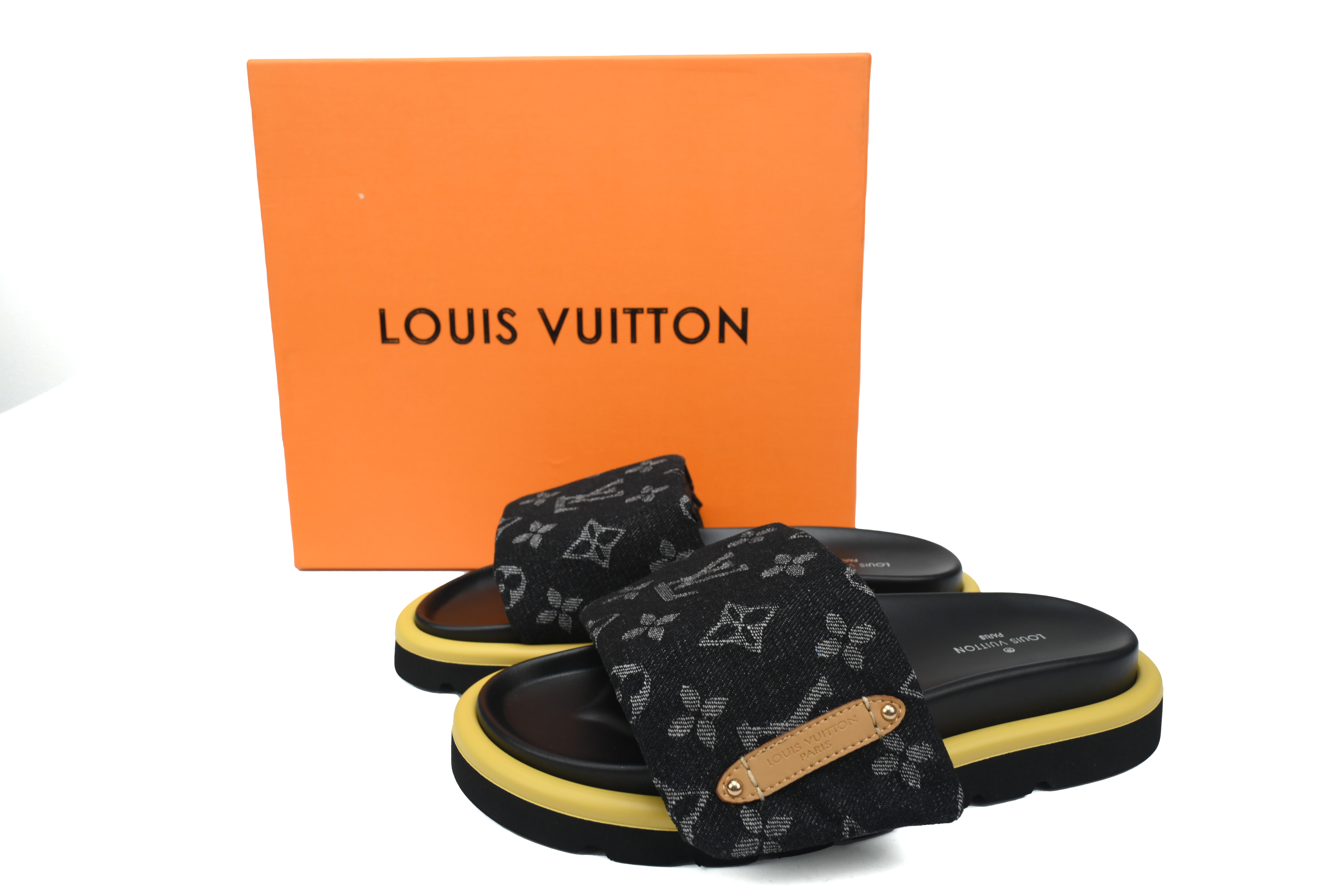LOUIS VUITTON Pillow Noir Denim Slippers 1A9RZC