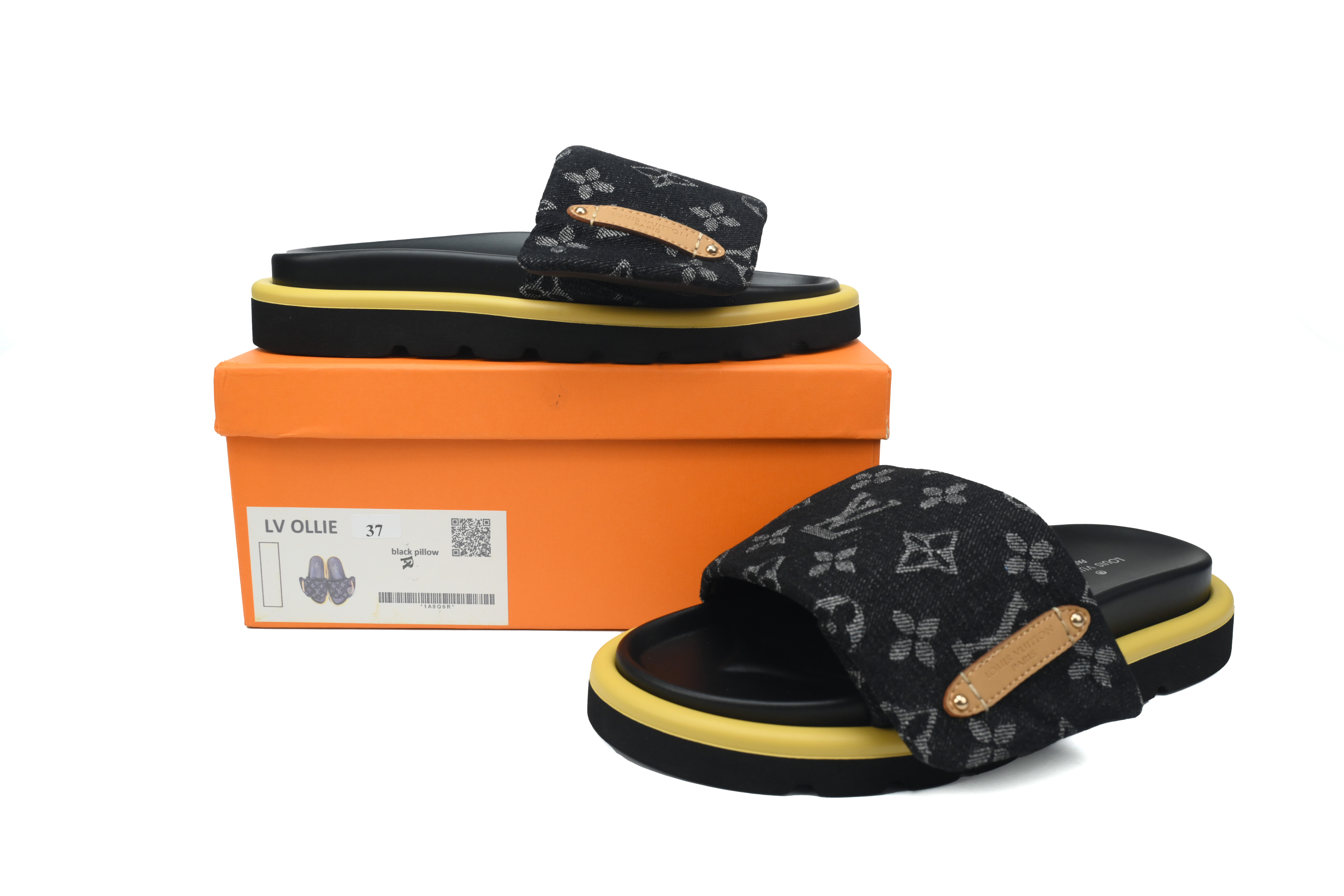 LOUIS VUITTON Pillow Noir Denim Slippers 1A9RZC