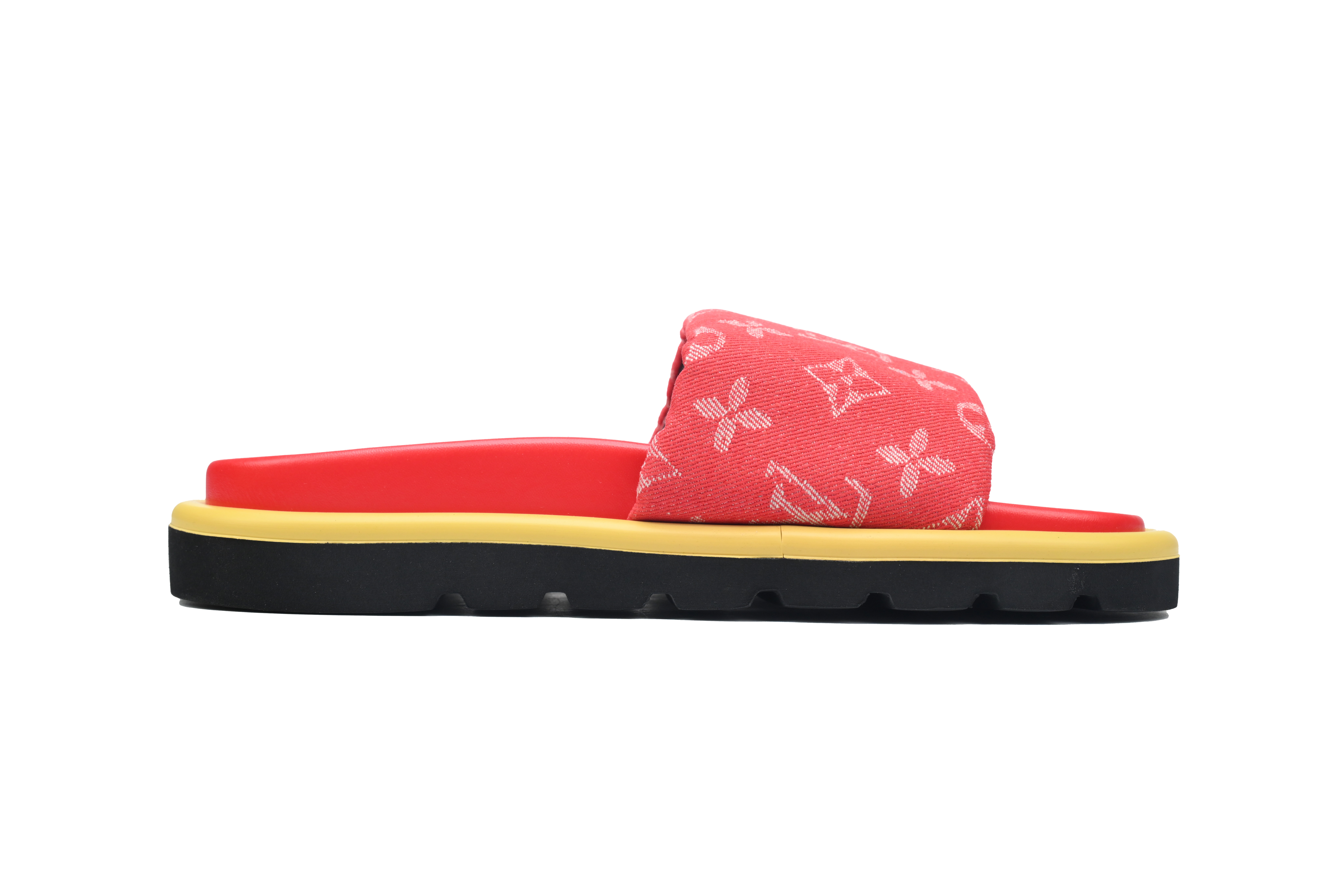 LOUIS VUITTON Pillow Red Denim Slippers 1A9S0