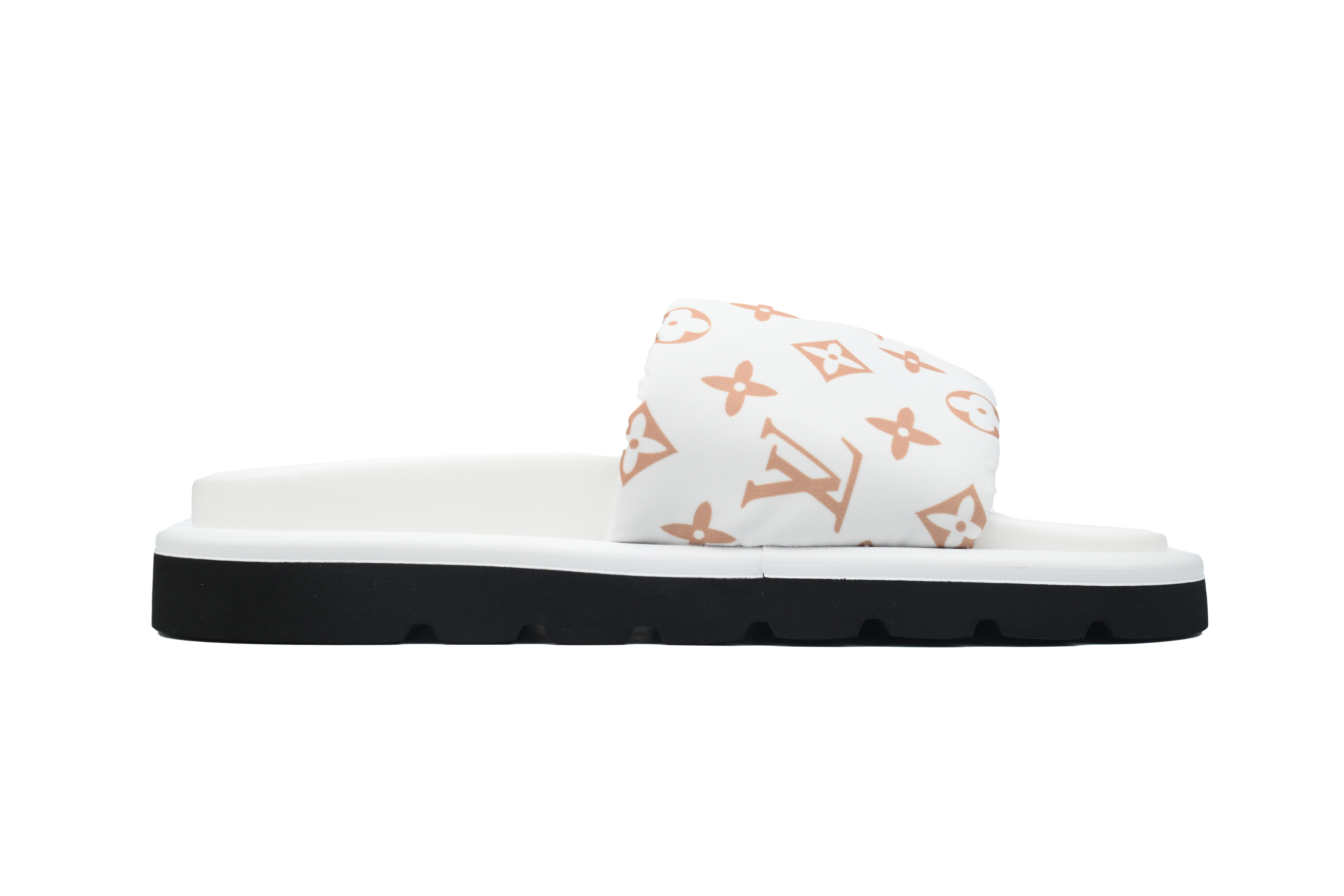 LOUIS VUITTON Pool Pillow Comfort Beige White Brown Slippers 1ACJZ8