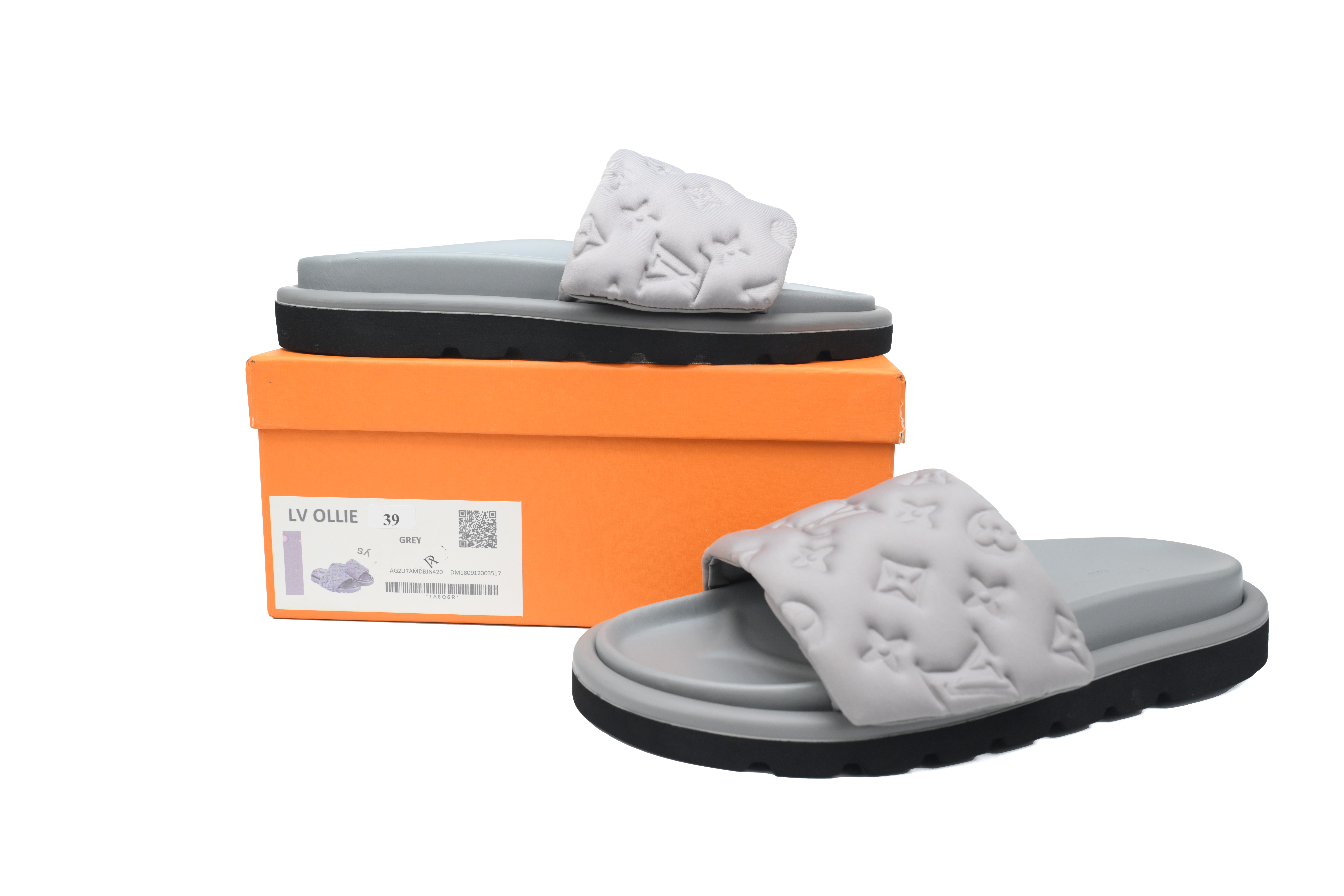 LOUIS VUITTON Pool Pillow Comfort Grey Slippers 1AGV0