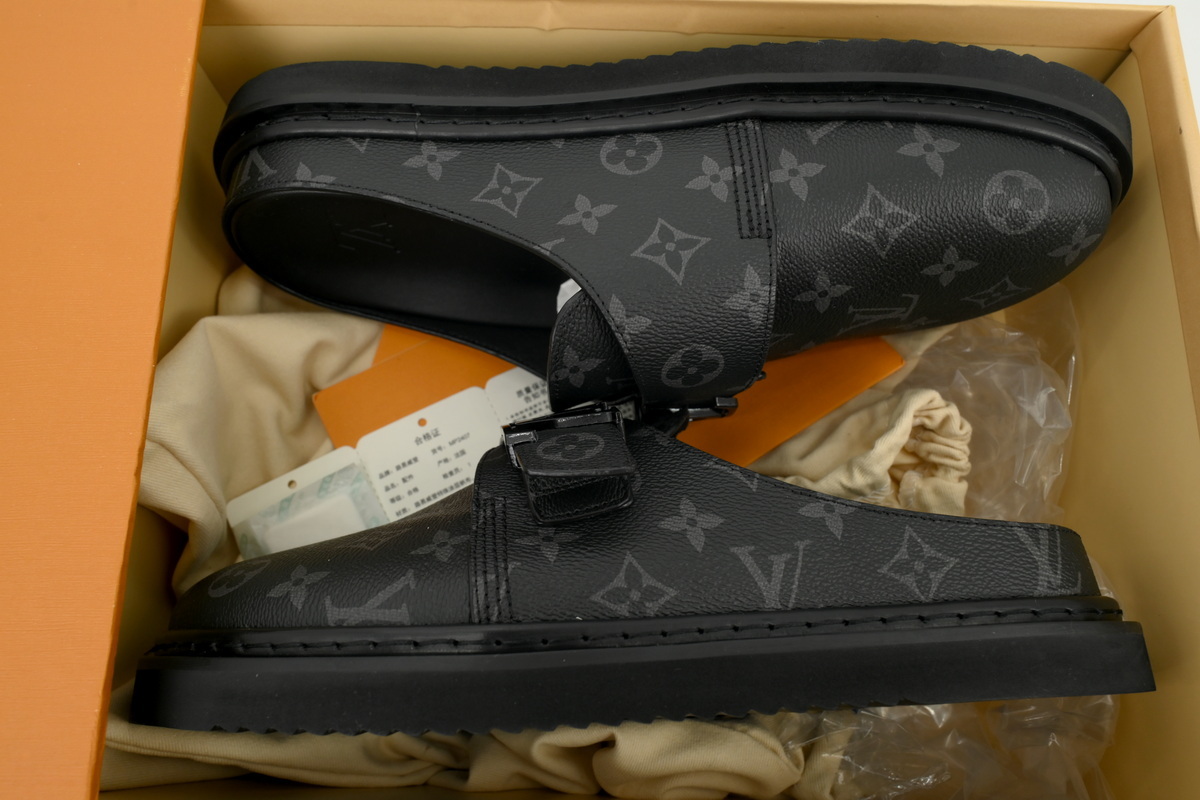 Louis Vuitton Monogram Eclipse Slippers Black 1A8YV2