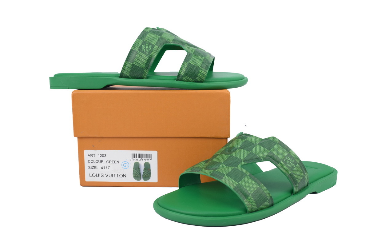 Louis Vuitton Slippers Oasis Green Grid 1AC5EI