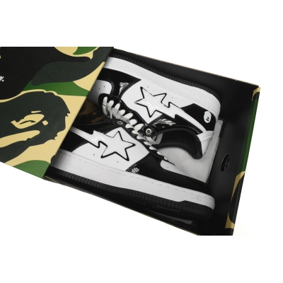 A Bathing Ape Bape Sta Low Black White 1H70-191-001 02