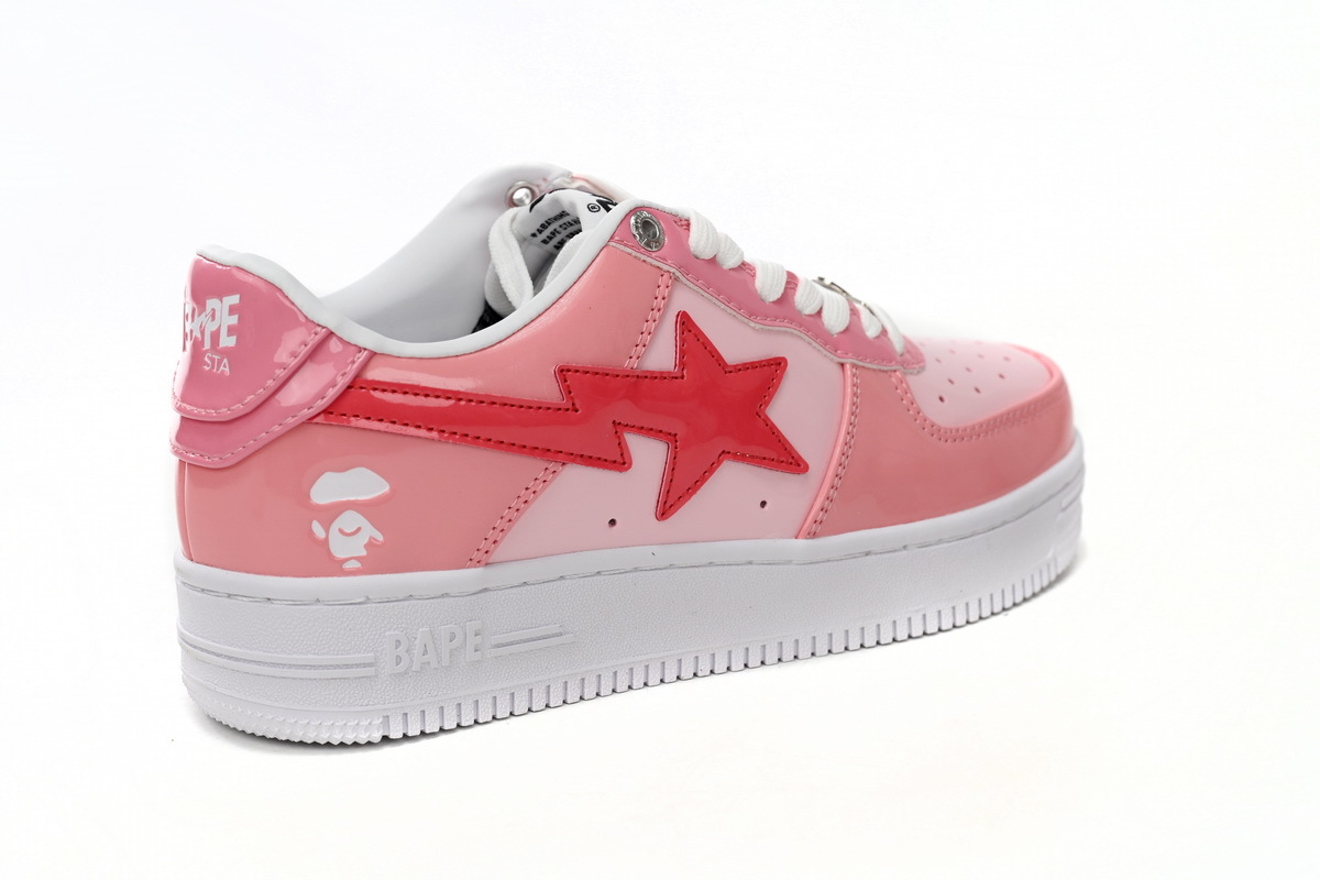 A Bathing Ape Bape Sta Low Pink Paint Leather 1H2-019-1046
