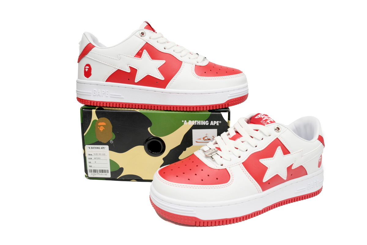 A Bathing Ape Bape Sta Low Red And White OZXSH W291 328