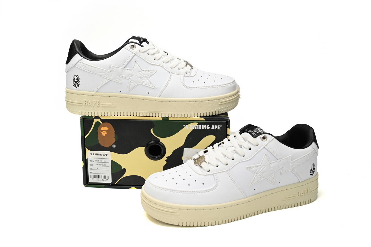 A Bathing Ape Bape Sta Low White And Black Rice 1H70-191-022