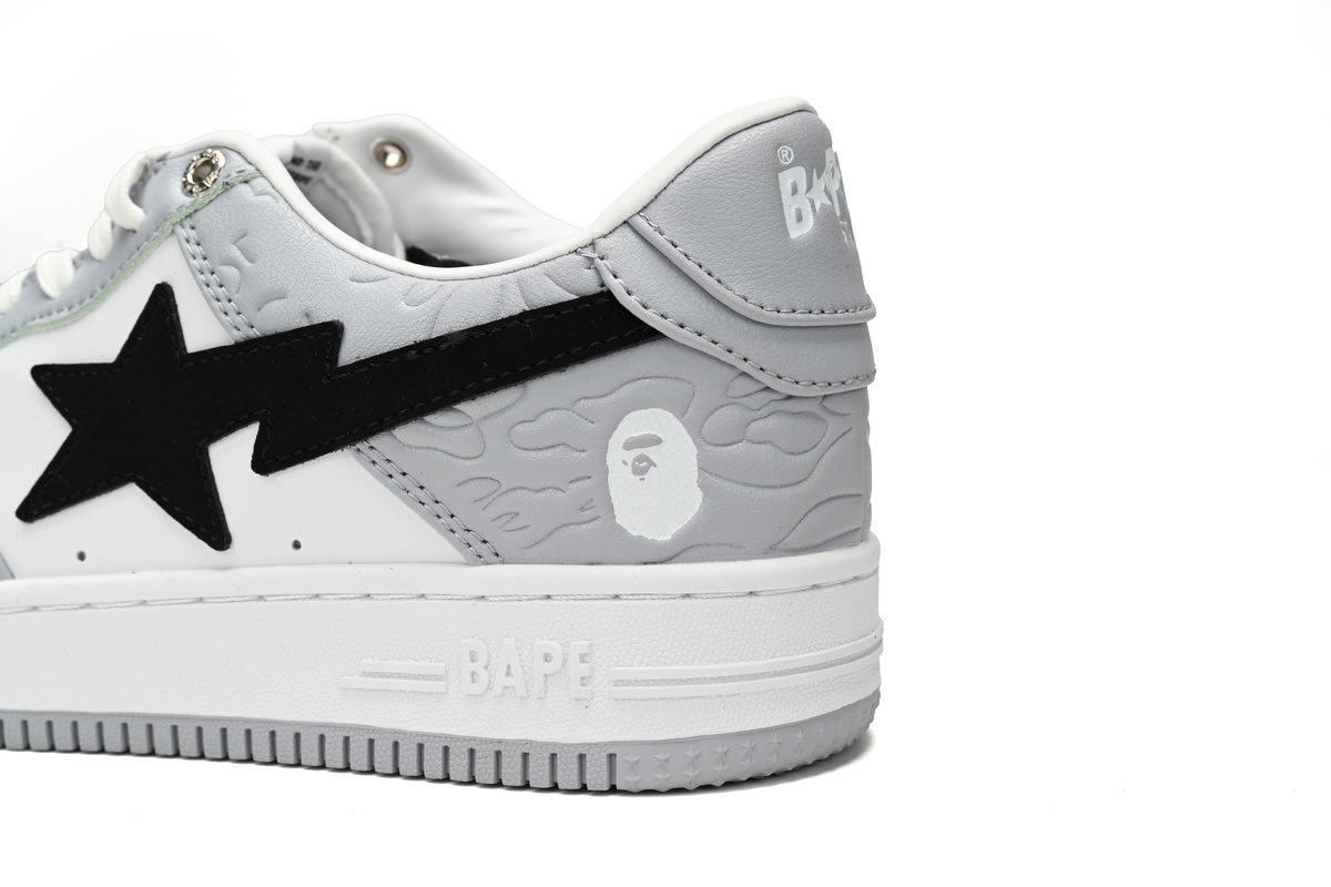 A Bathing Ape Bape Sta Low White Gray embossing 1H70-191-002