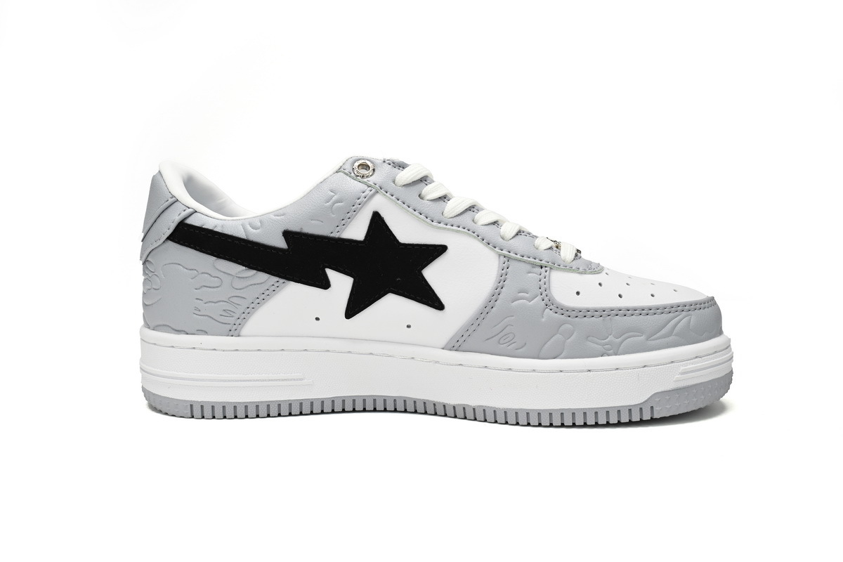 A Bathing Ape Bape Sta Low White Gray embossing 1H70-191-002
