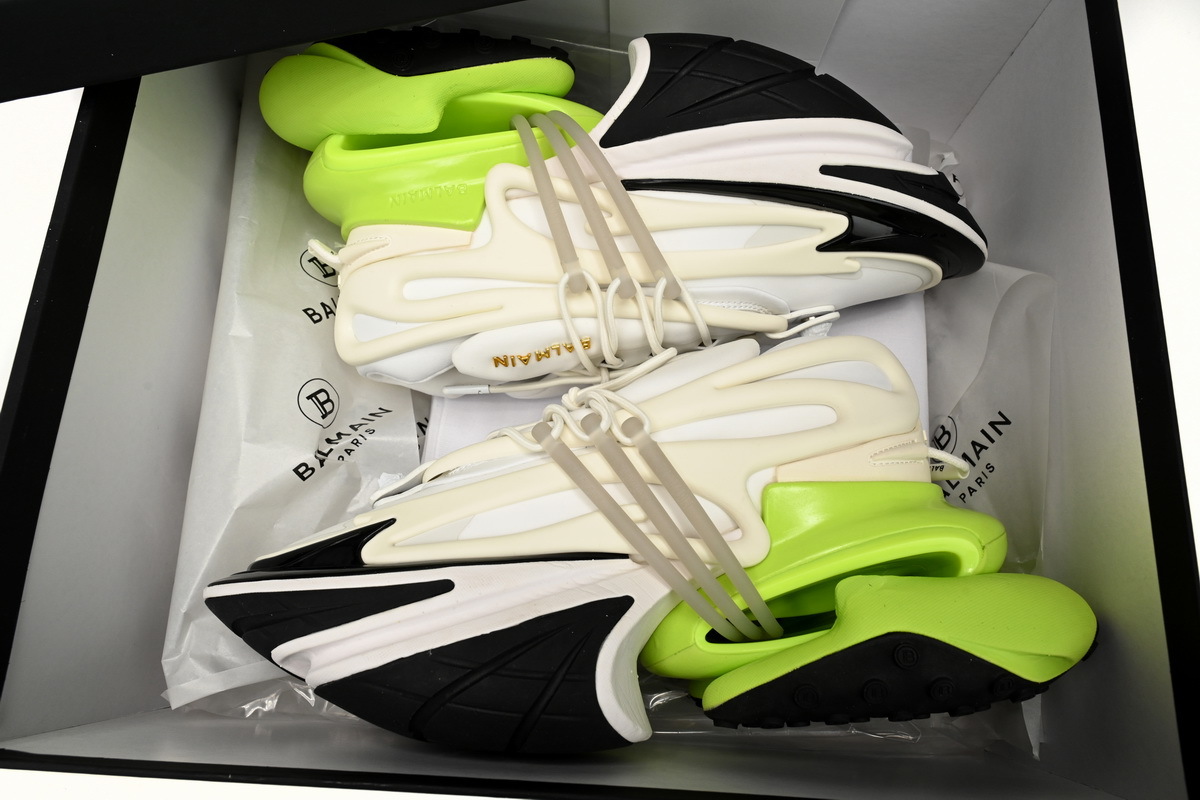 BALMAIN Multikolor Buty sportowe Black, white, and green YM1VJ309