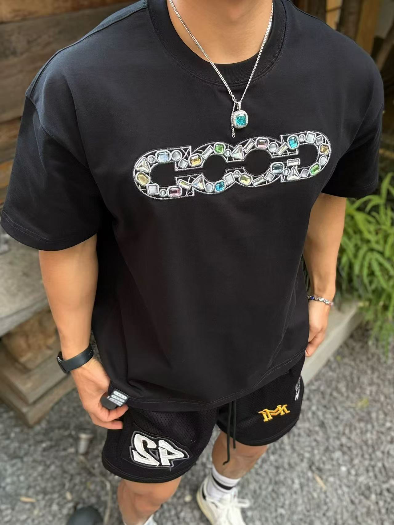 GOODBRAND 26SS Premium Luxury Gemstone Embellished Short Sleeve T-Shirt