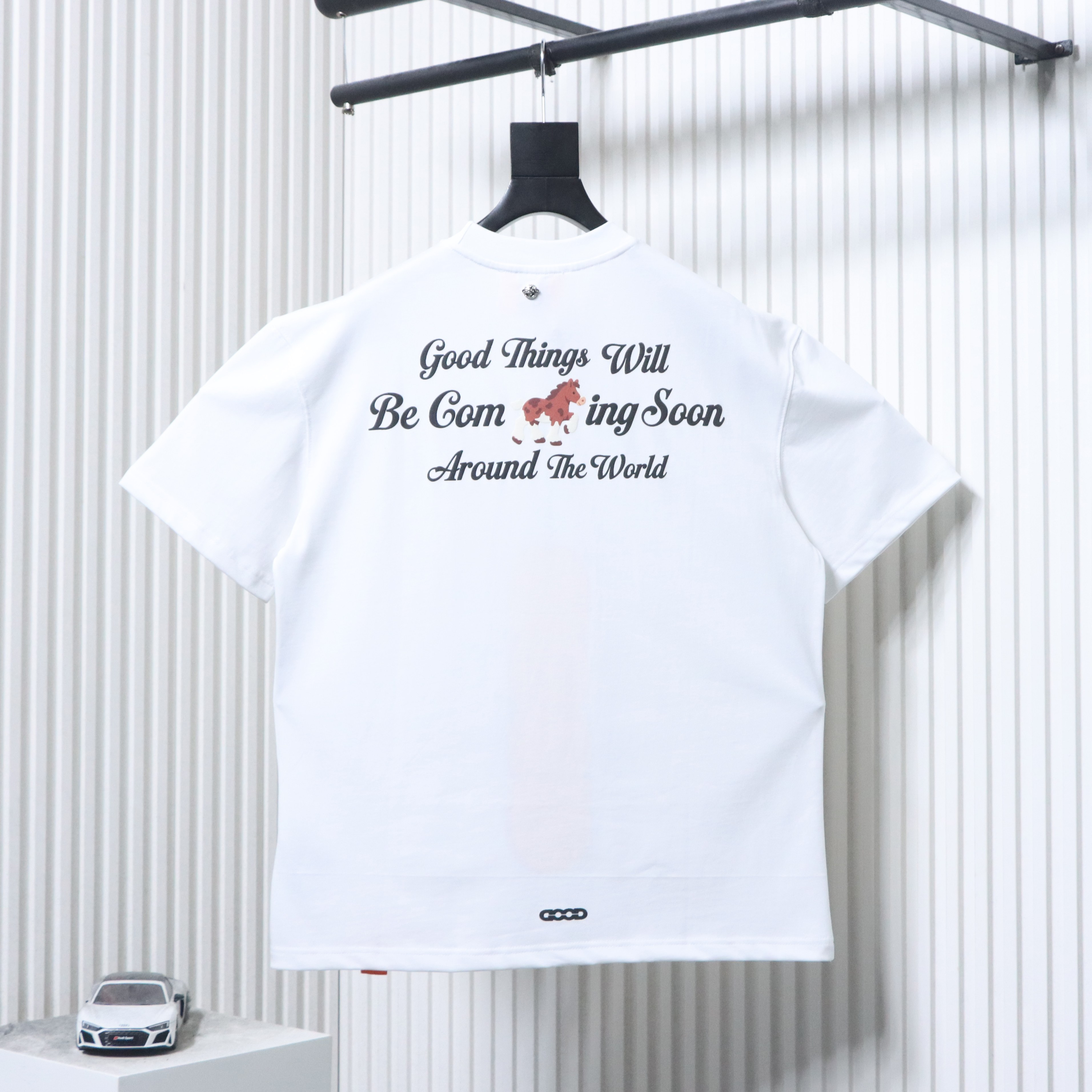 GOODBRAND Year of the Horse Puff Denim Rhinestone Short Sleeve T-Shirt