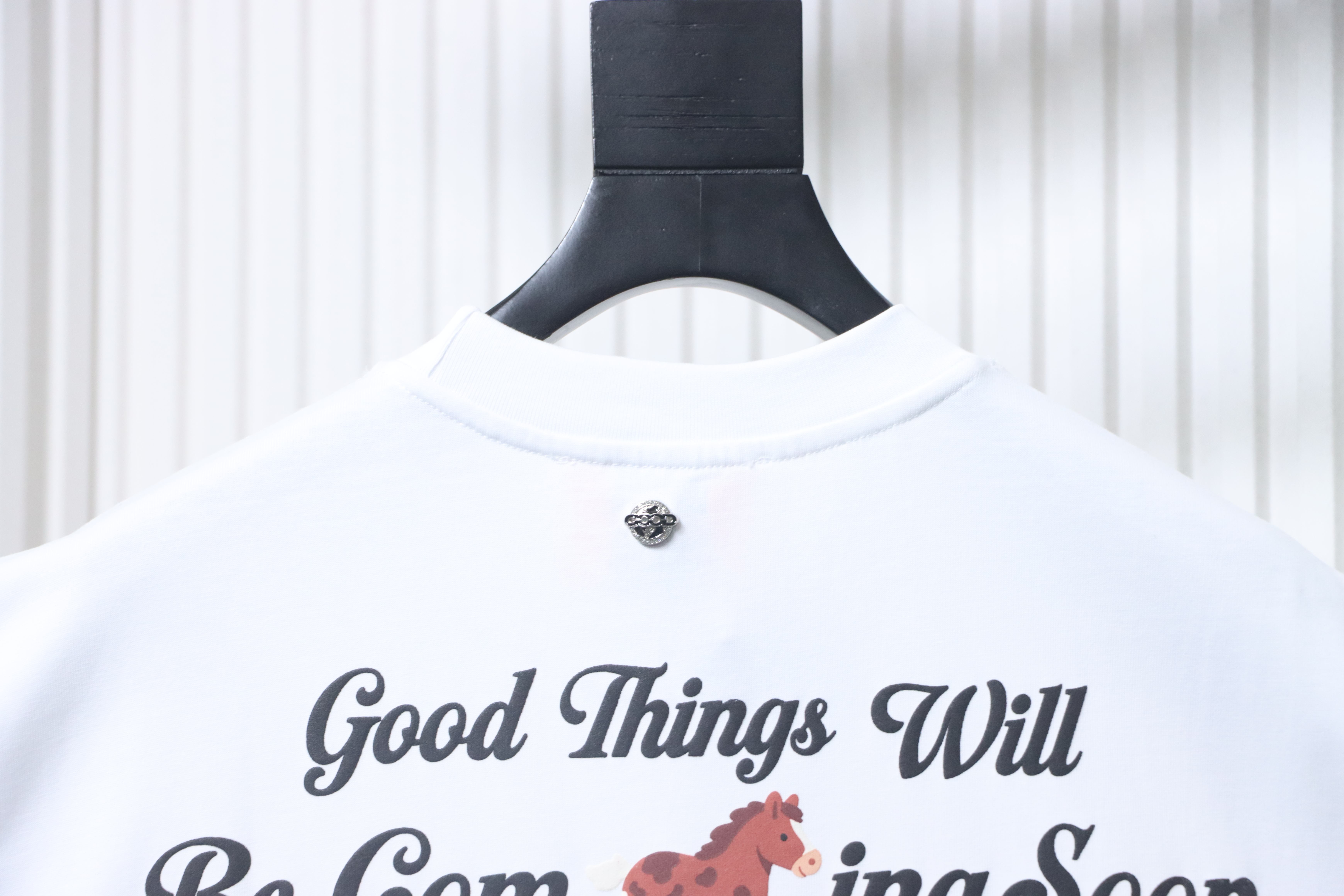 GOODBRAND Year of the Horse Puff Denim Rhinestone Short Sleeve T-Shirt