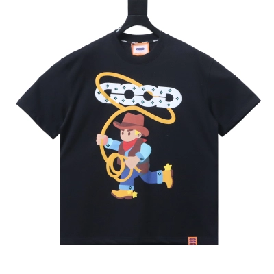 GOODBRAND Year of the Horse Puff Denim Rhinestone Short Sleeve T-Shirt 01