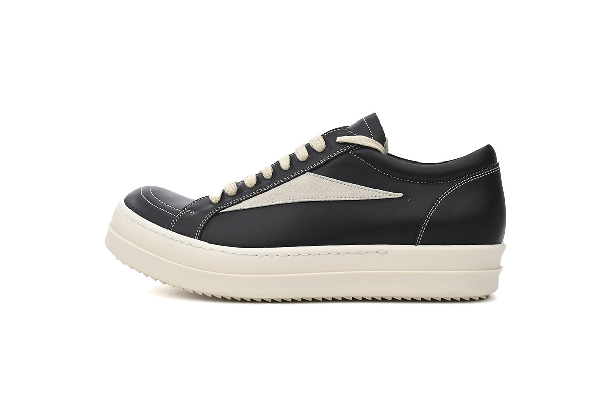 Rick Owens Vintage Low Sneaker in Calf Leather Black white RU01C4897-LPO-911