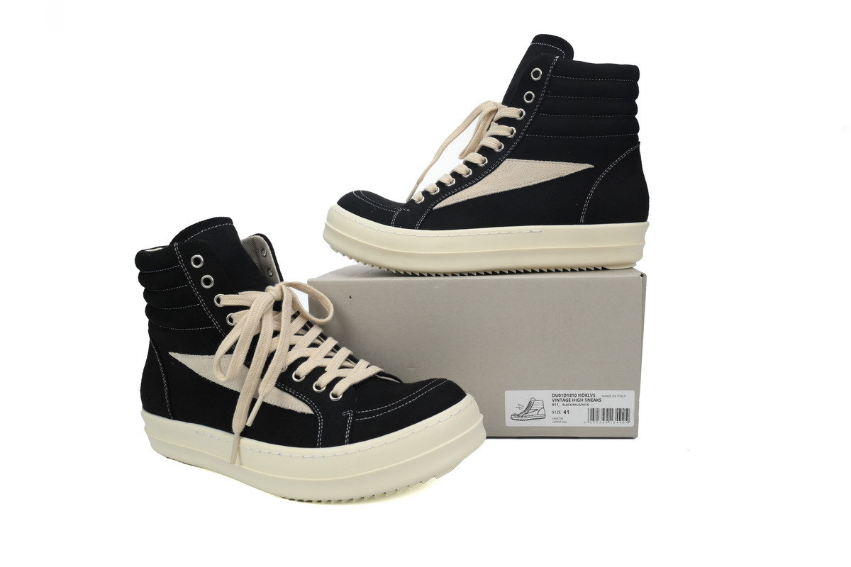 Rick Owens DRKSHDW Vintage High Sneakers in Canvas Black DU01F4801-BR-999