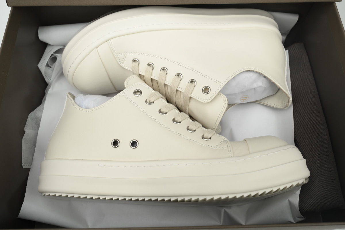 copy of Rick Owens Low Sneaks in Calf Leather All-Milk RU01C4891-LPO-1111
