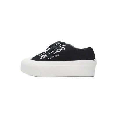 Women's Jimmy Choo Palma Maxi Black and Latte Canvas Platform Trainers PALMAMAXIFCYEJ000167712 01