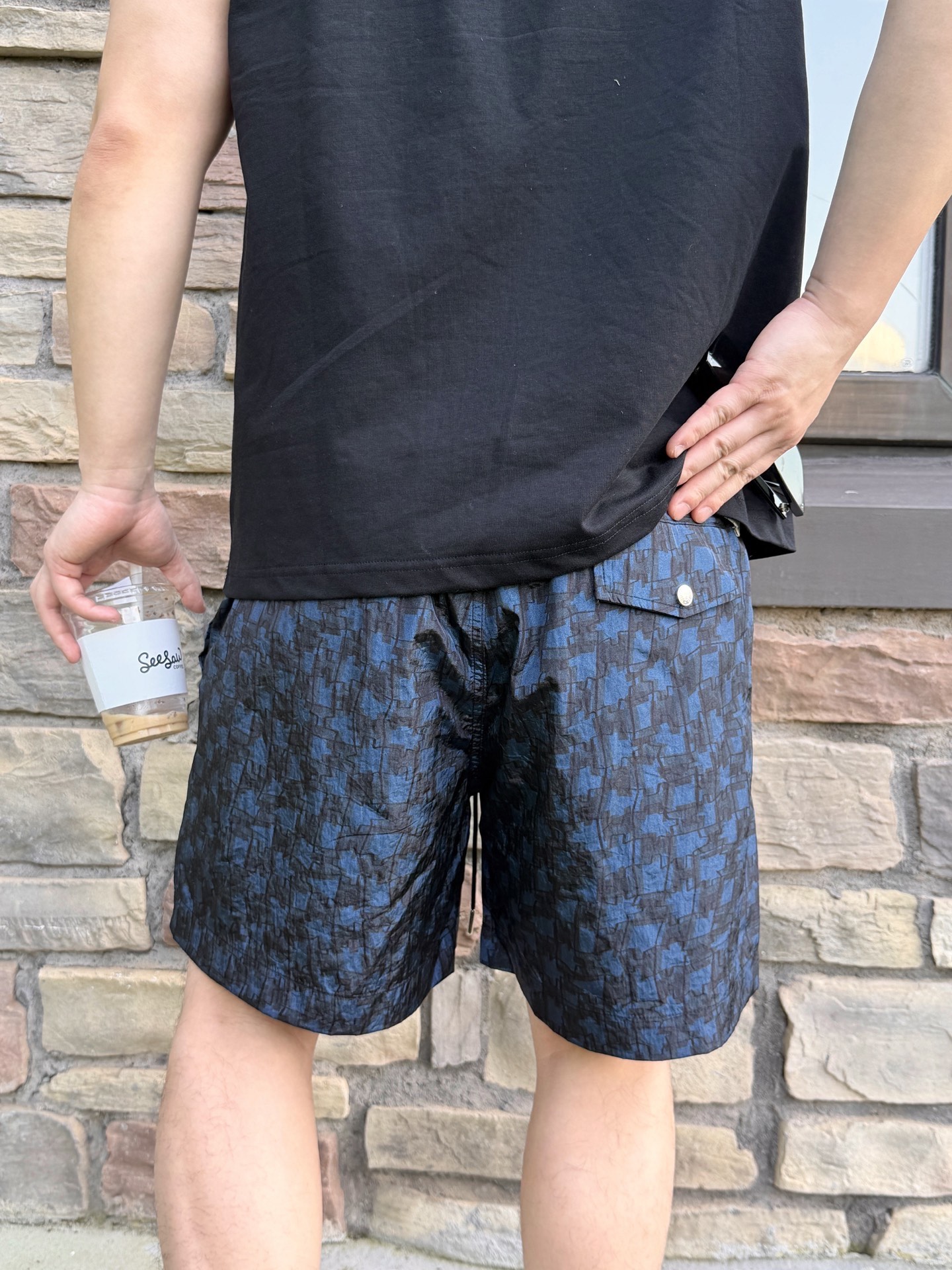 Hermes Paris Allover Logo Nylon Shorts