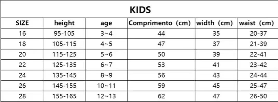 Kids Size Chart