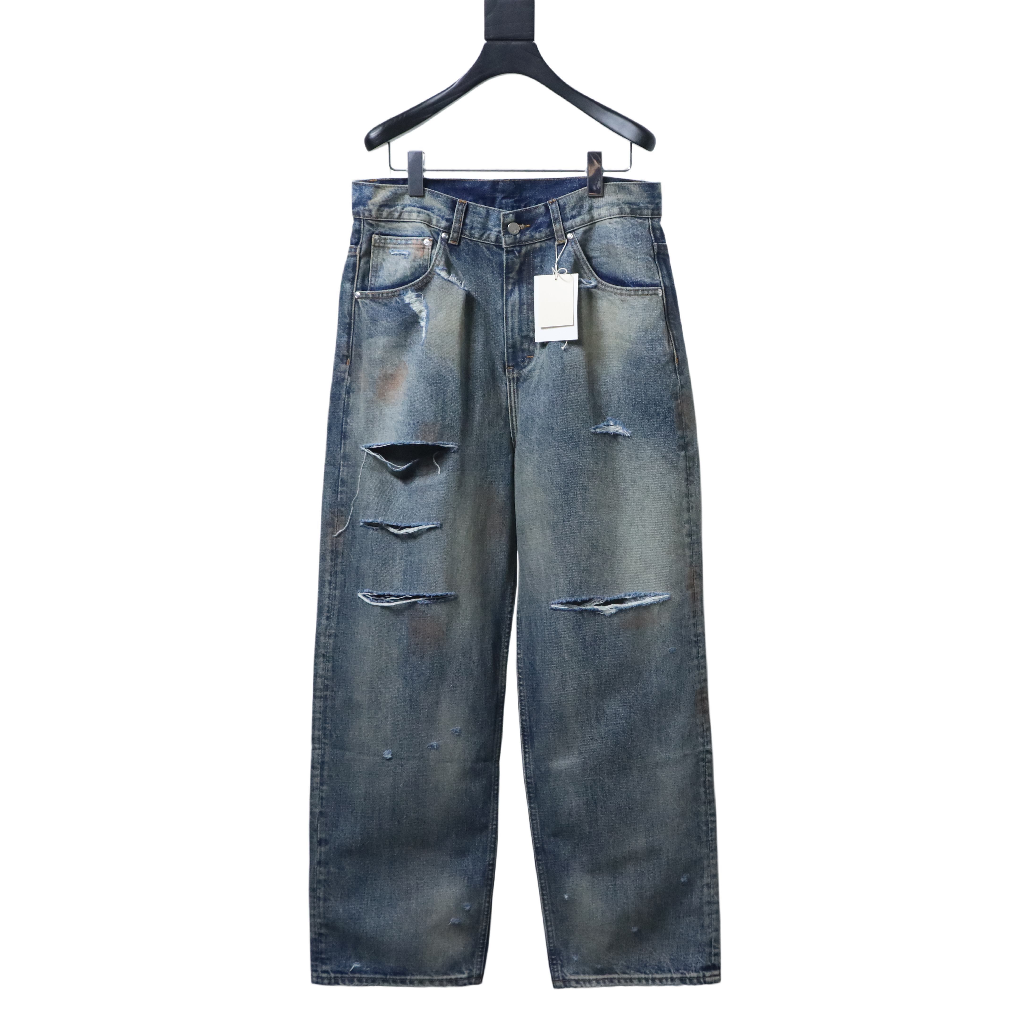 ANCELLM 25SS Heavy Washed Distressed Denim Jeans