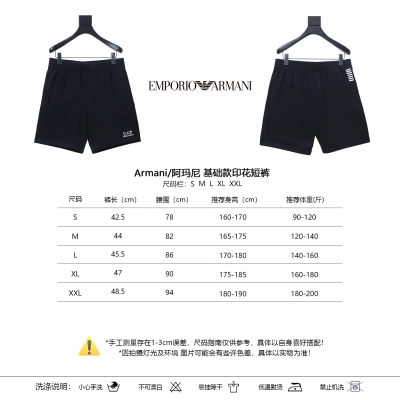 Armani Basic Printed Black Shorts 01