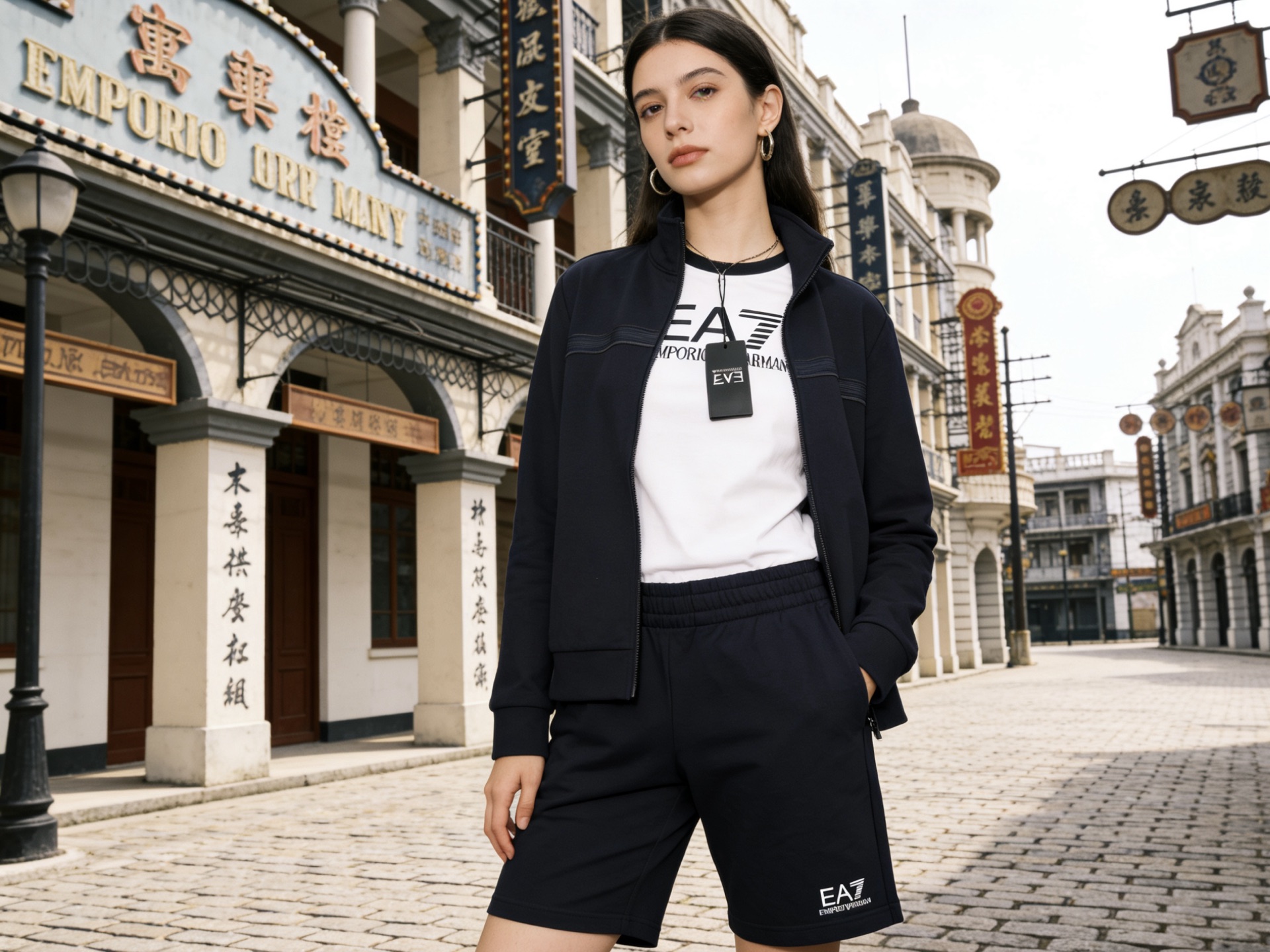 Armani Basic Printed Black Shorts