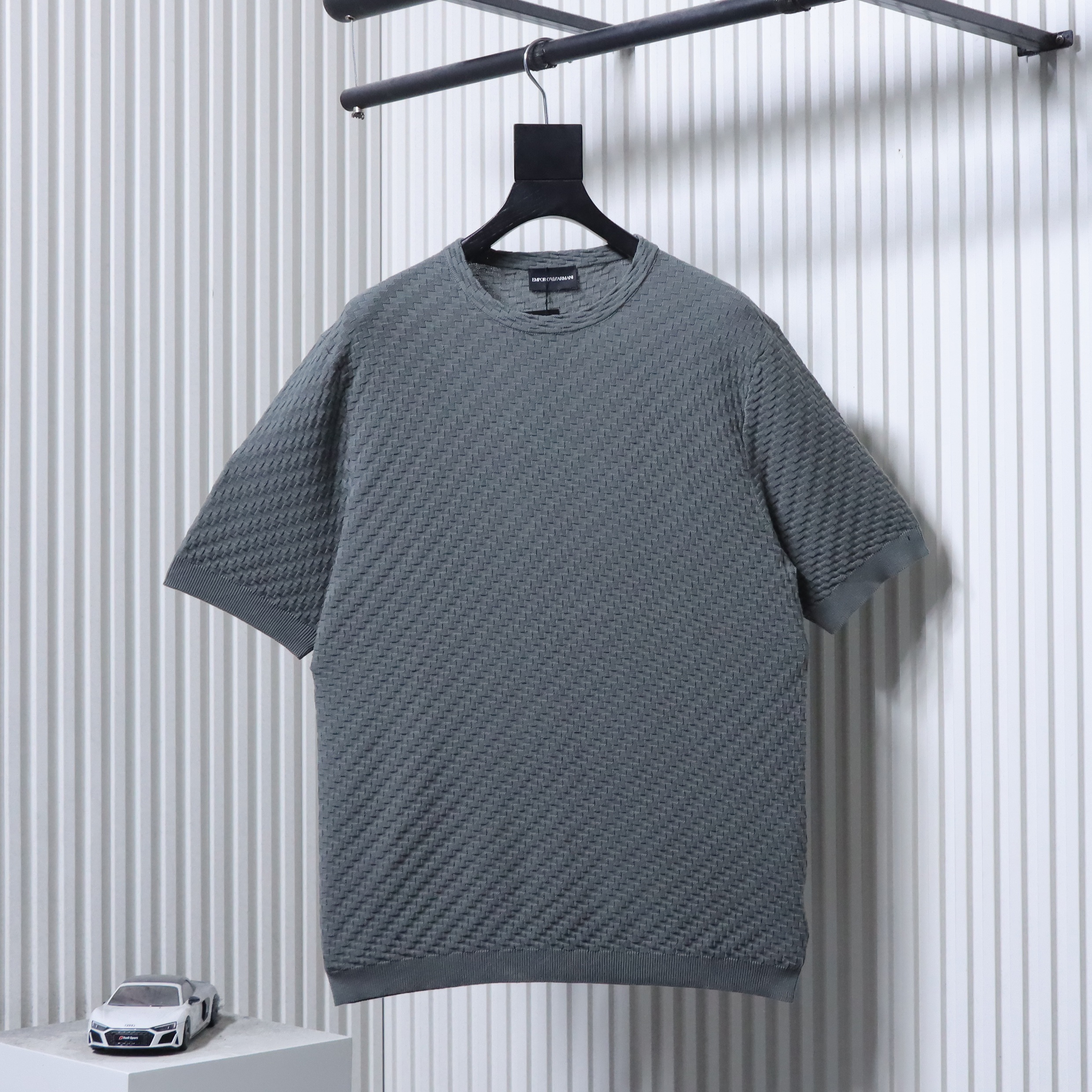 Armani Crew Neck Knit Short Ash Sleeve T-Shirt