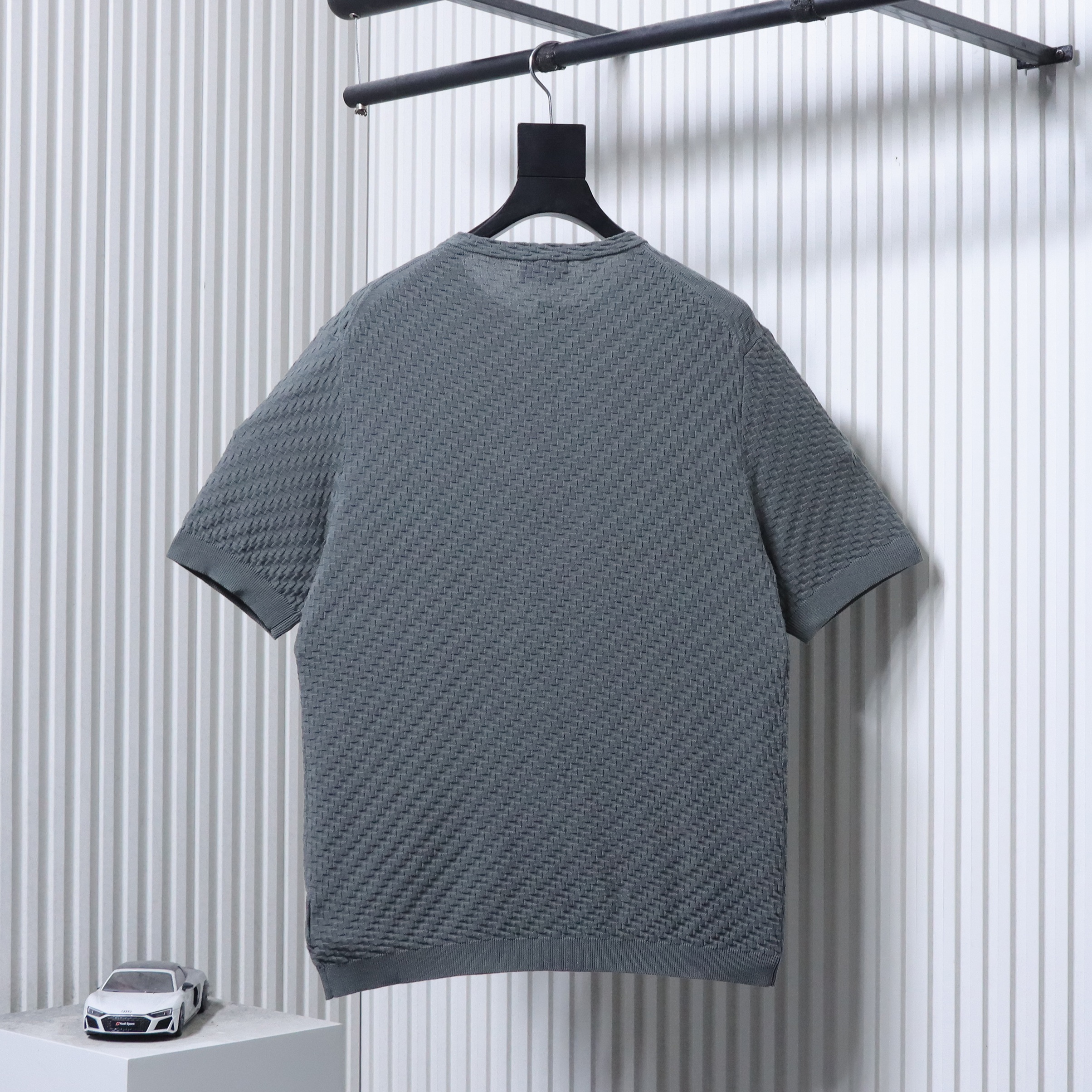 Armani Crew Neck Knit Short Ash Sleeve T-Shirt