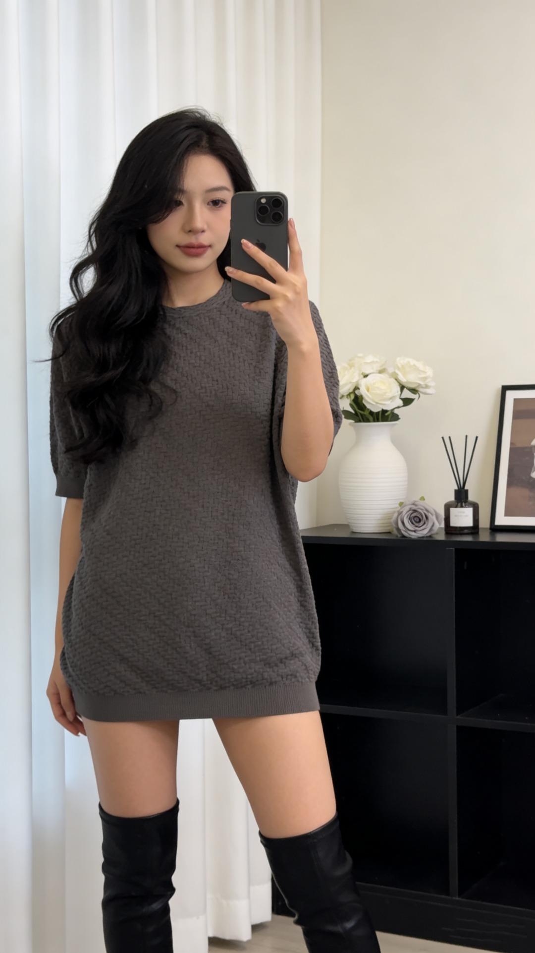 Armani Crew Neck Knit Short Ash Sleeve T-Shirt