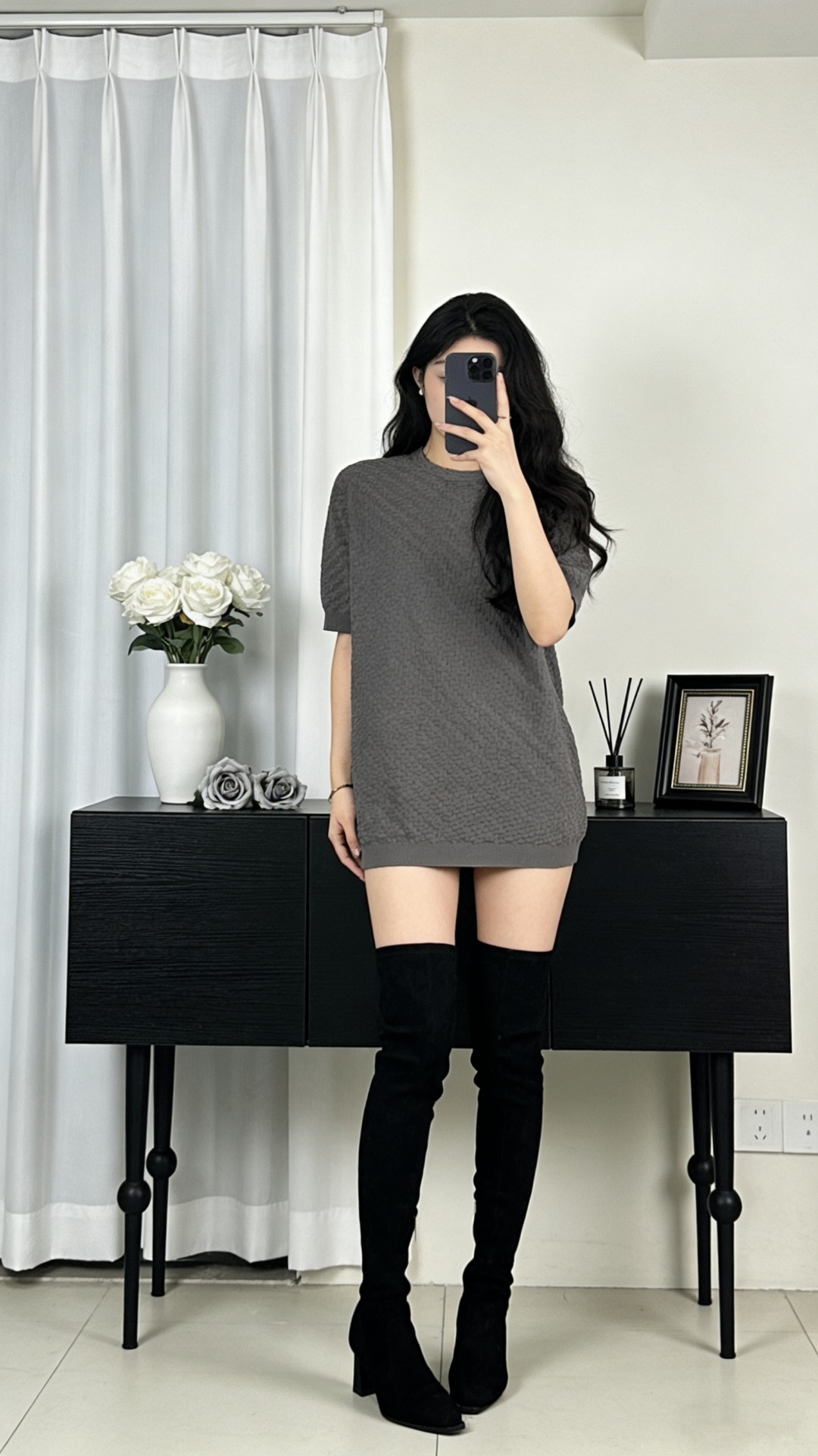 Armani Crew Neck Knit Short Ash Sleeve T-Shirt