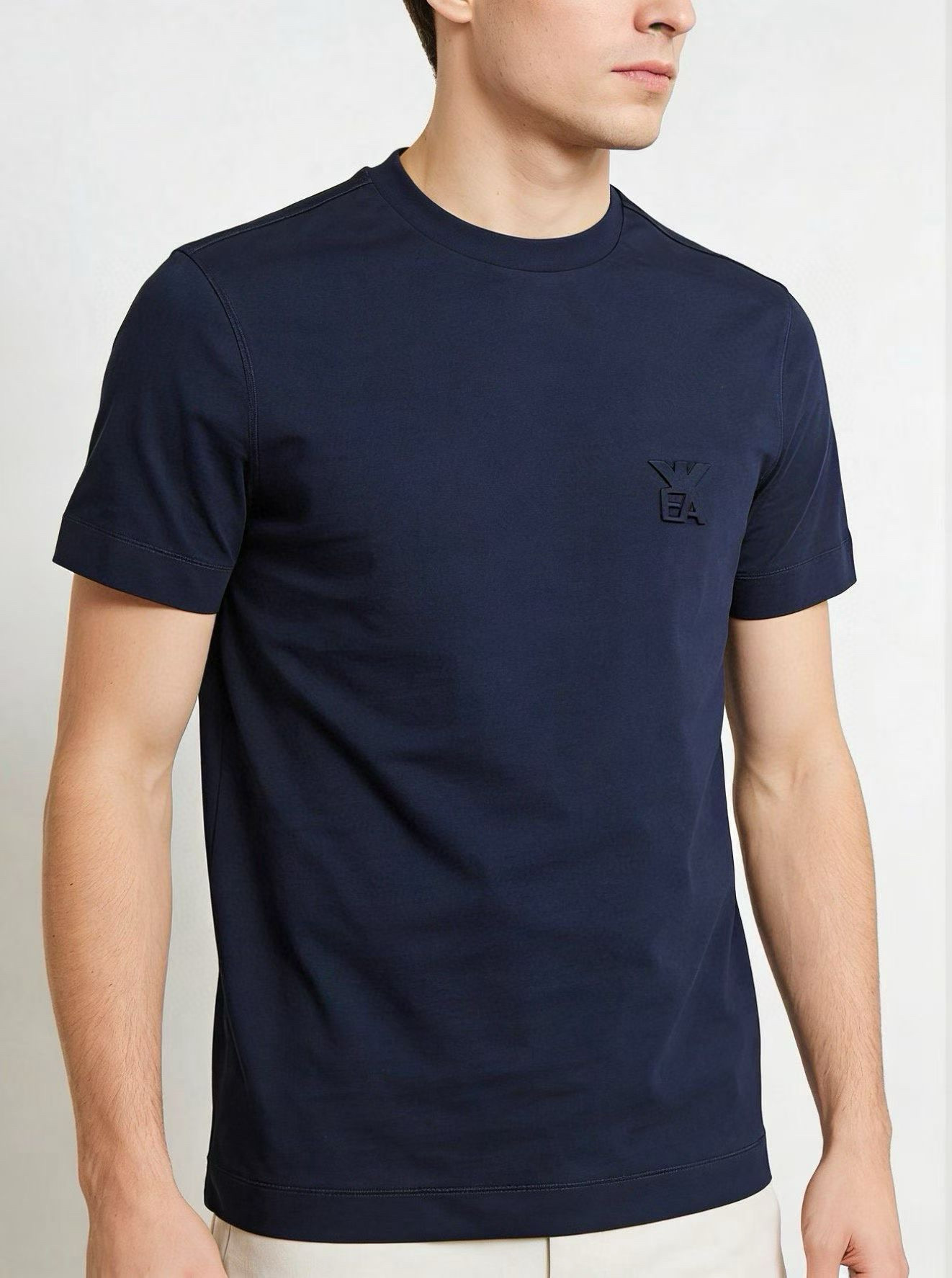 Armani Embossed Logo Short Sleeve T-Shirt 2-Pack Black and Blue