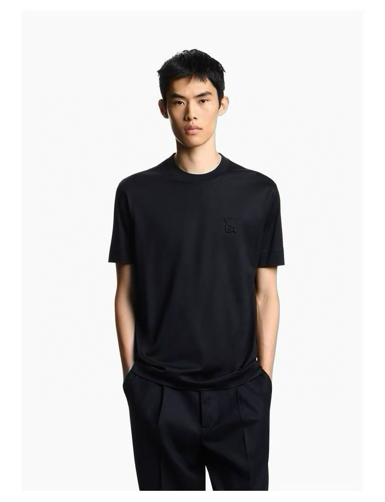 Armani Embossed Logo Short Sleeve T-Shirt 2-Pack Black and Blue 2