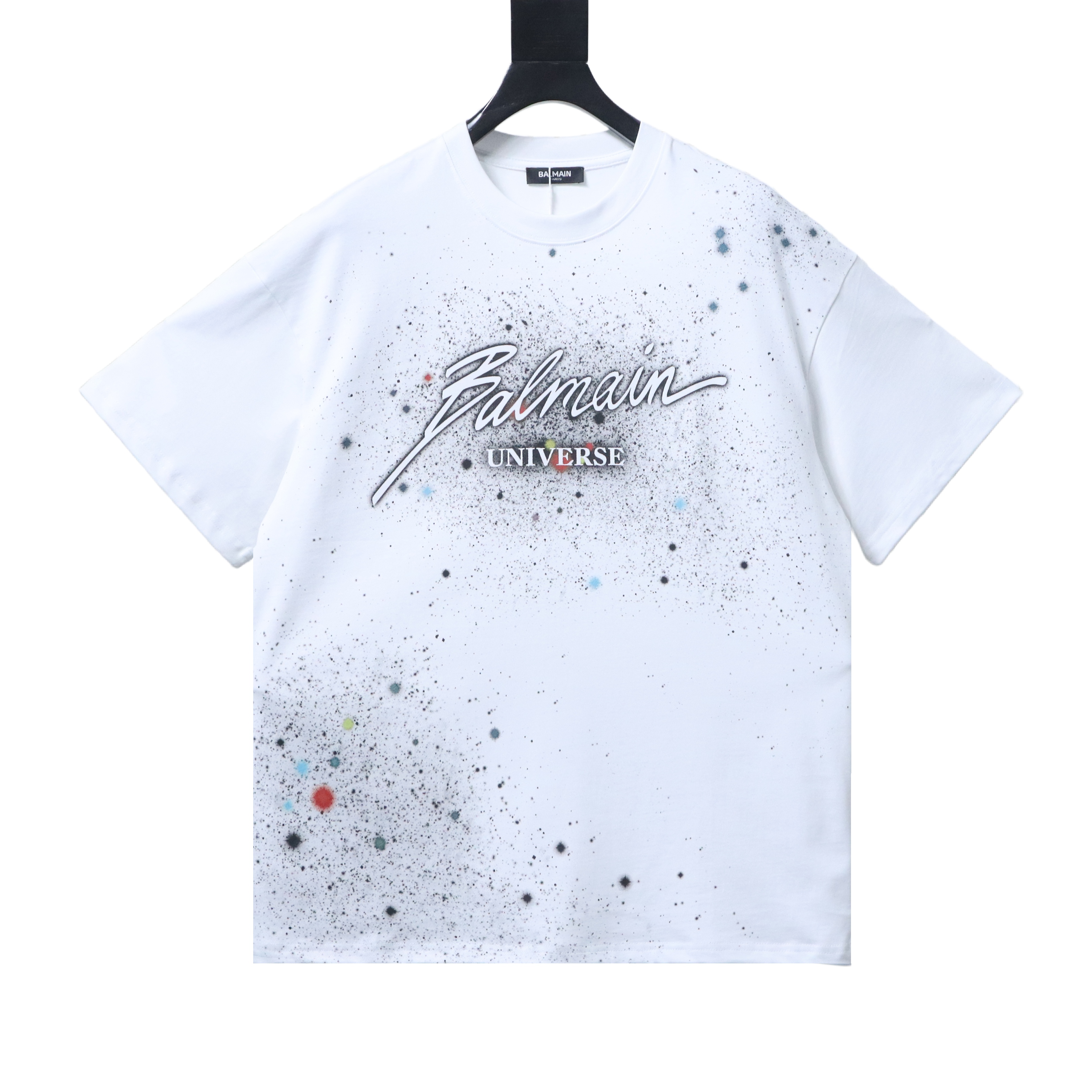Balmain 26SS Cosmic Star Graffiti Short Sleeve T-Shirt
