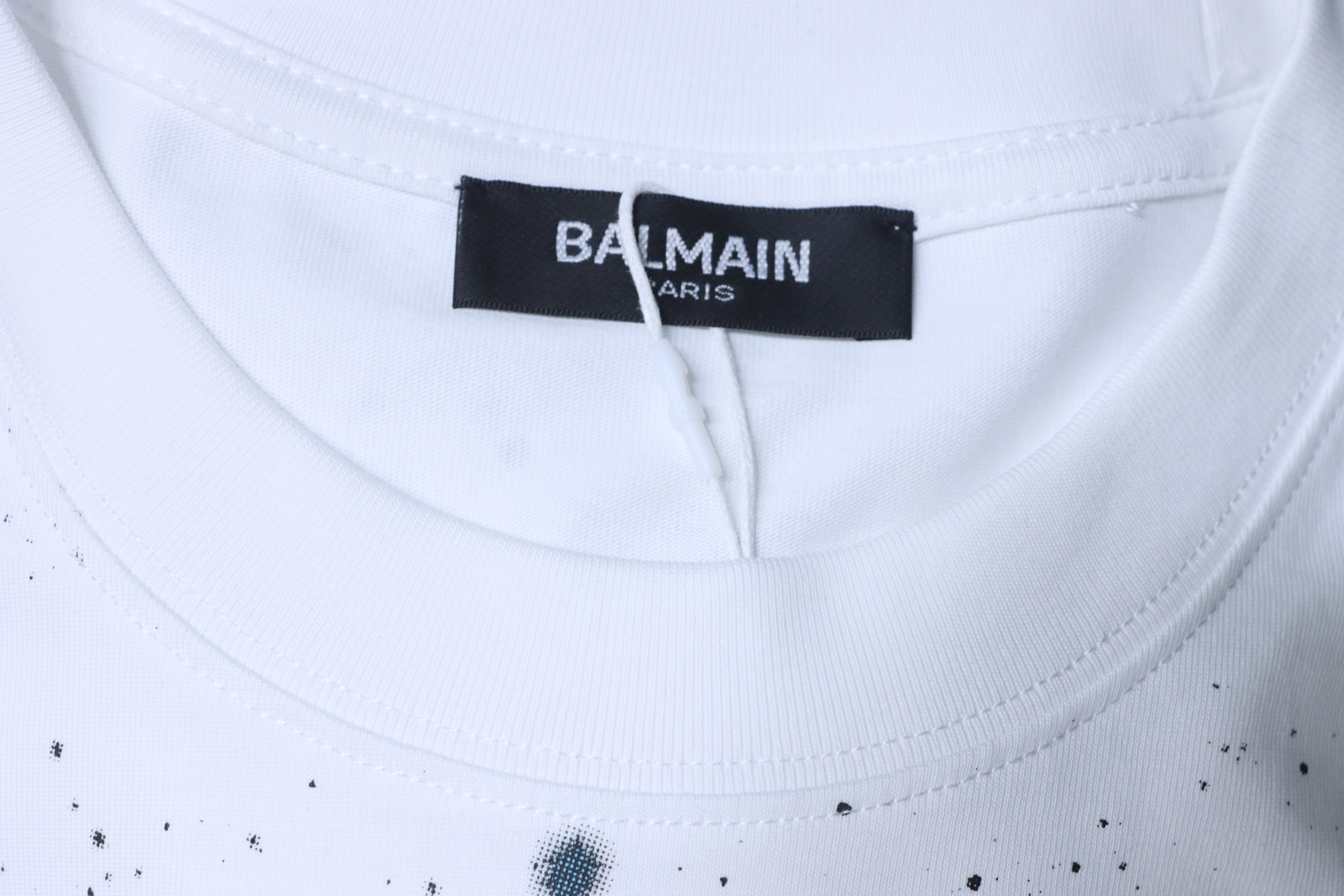 Balmain 26SS Cosmic Star Graffiti Short Sleeve T-Shirt