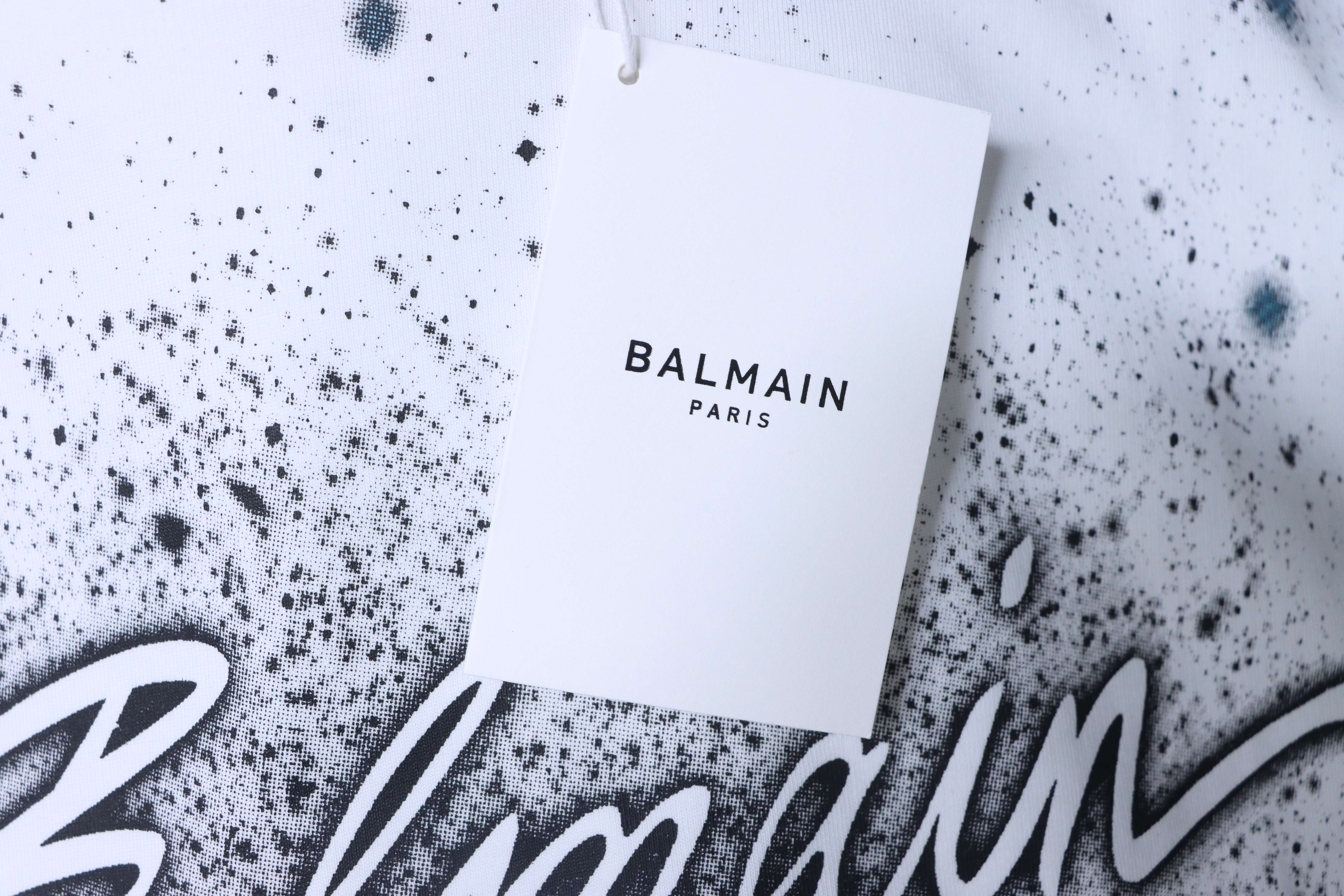 Balmain 26SS Cosmic Star Graffiti Short Sleeve T-Shirt