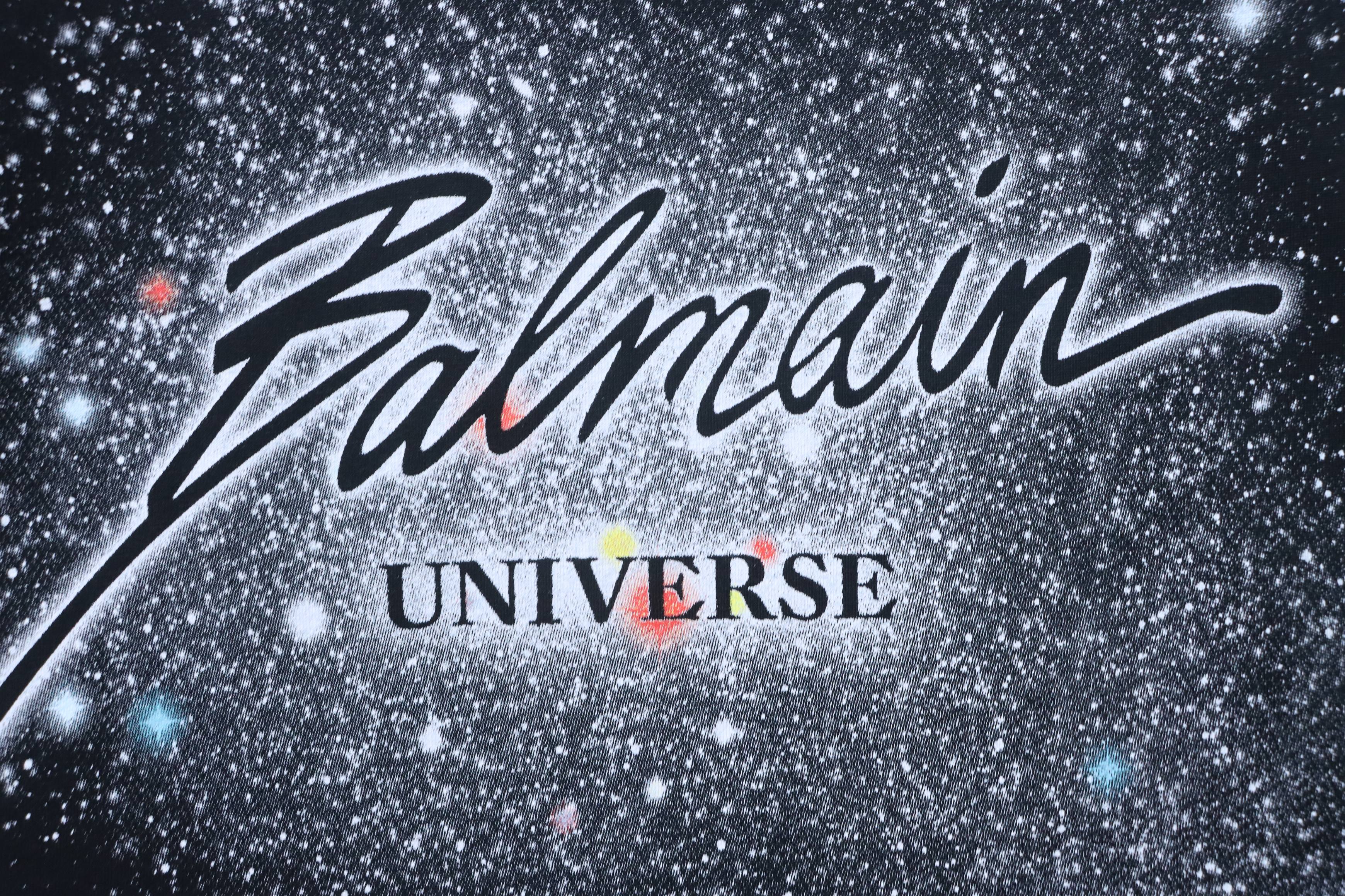 Balmain 26SS Cosmic Star Graffiti Short Sleeve Black T-Shirt
