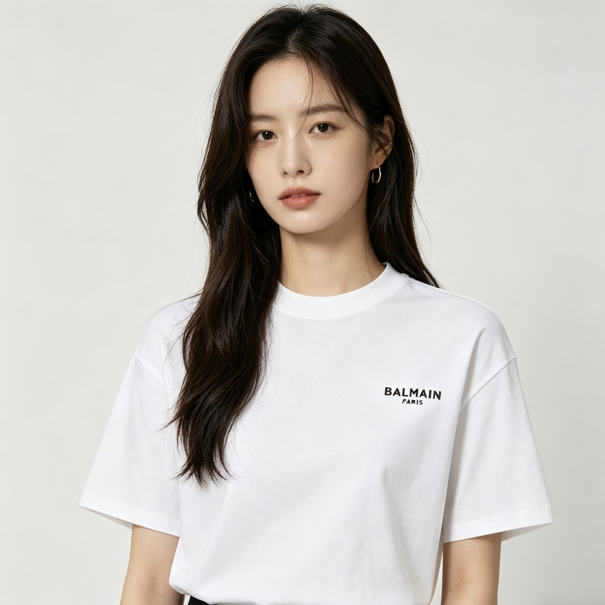 Balmain 26SS Minimal Rubberized Small Logo Short Sleeve T-Shirt
